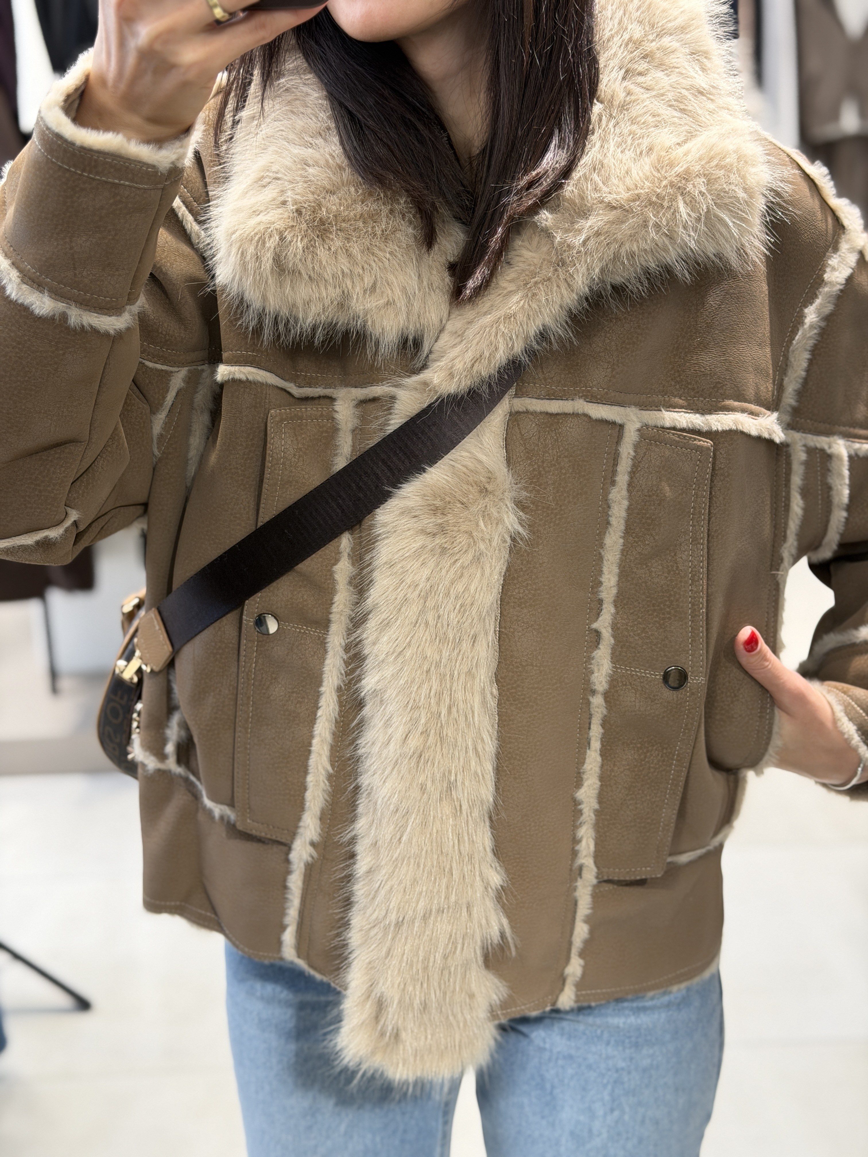 Kürk Detay Süet Mont CAMEL