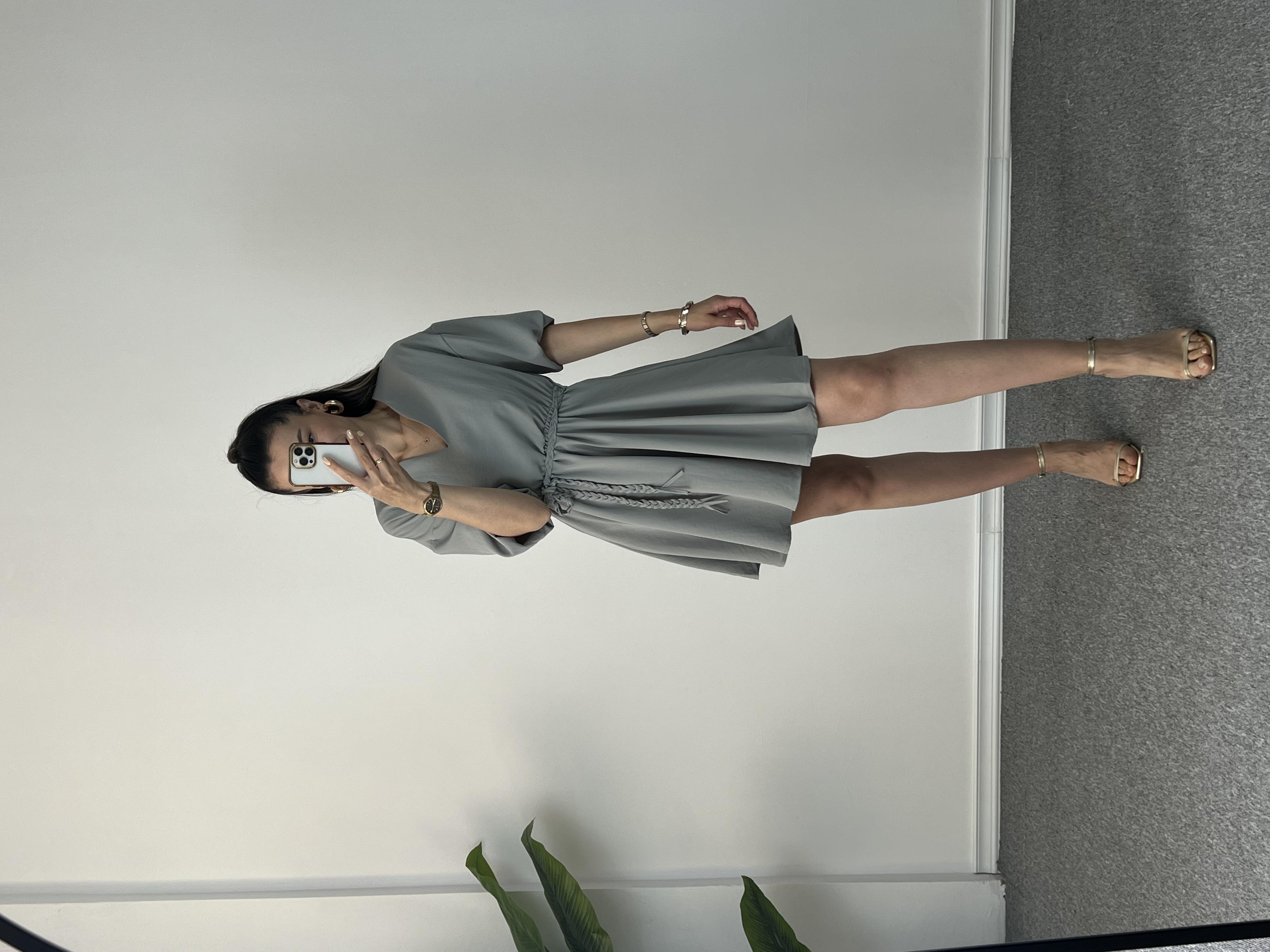 Kuşaklı Mint Elbise