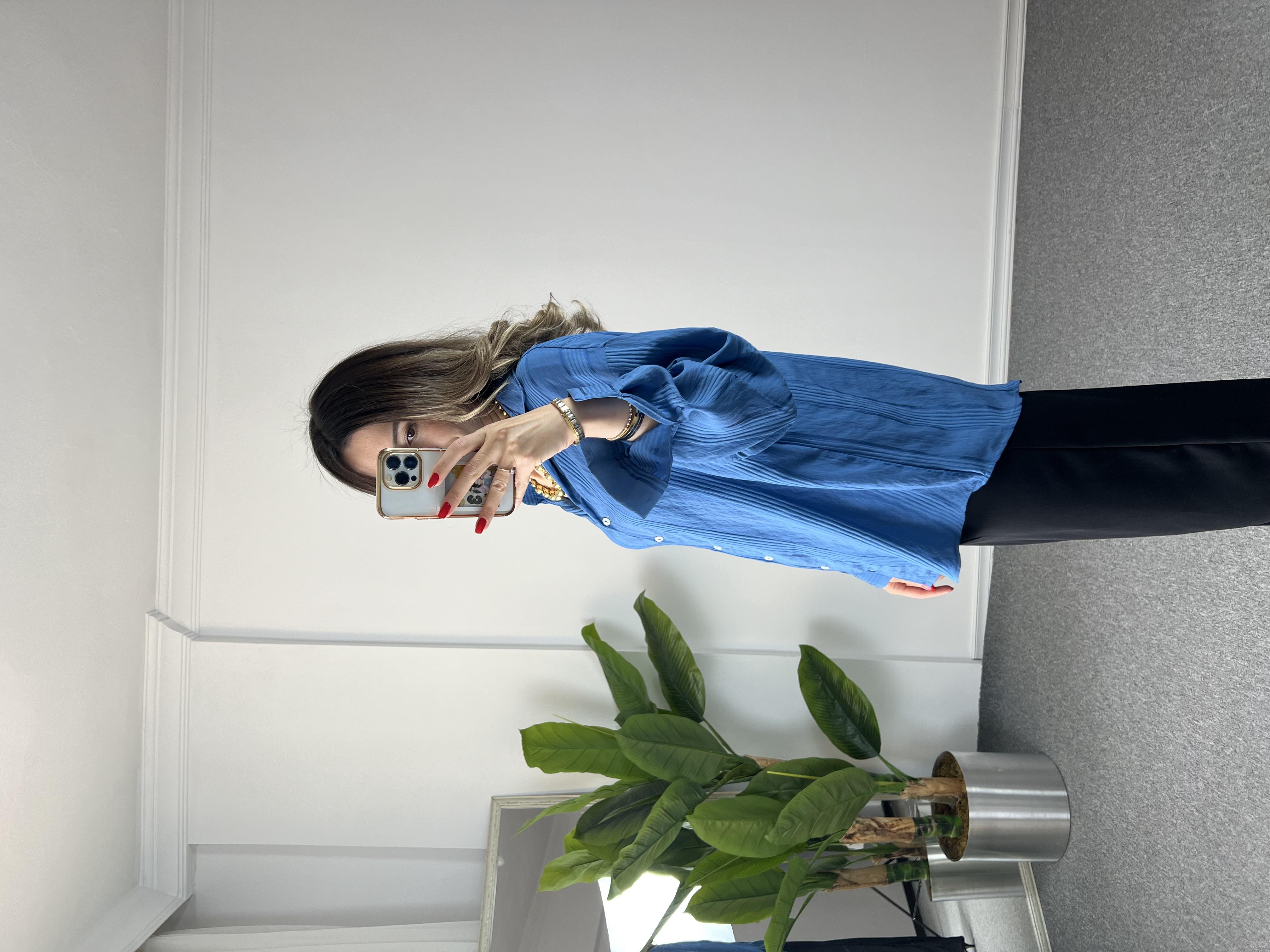 Lacivert Camelya Gömlek