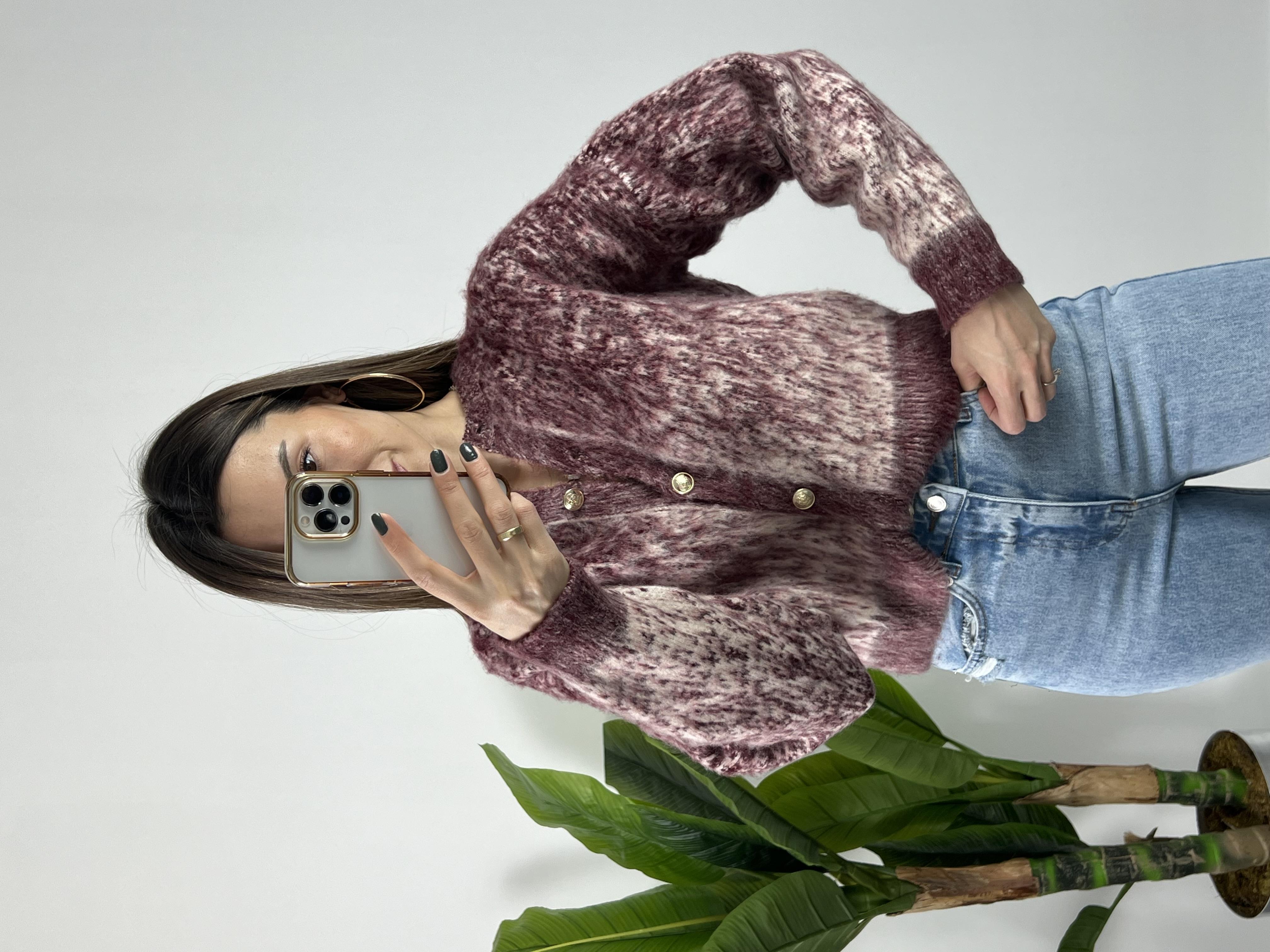 Marka Model Bordo Düğmeli Hırka