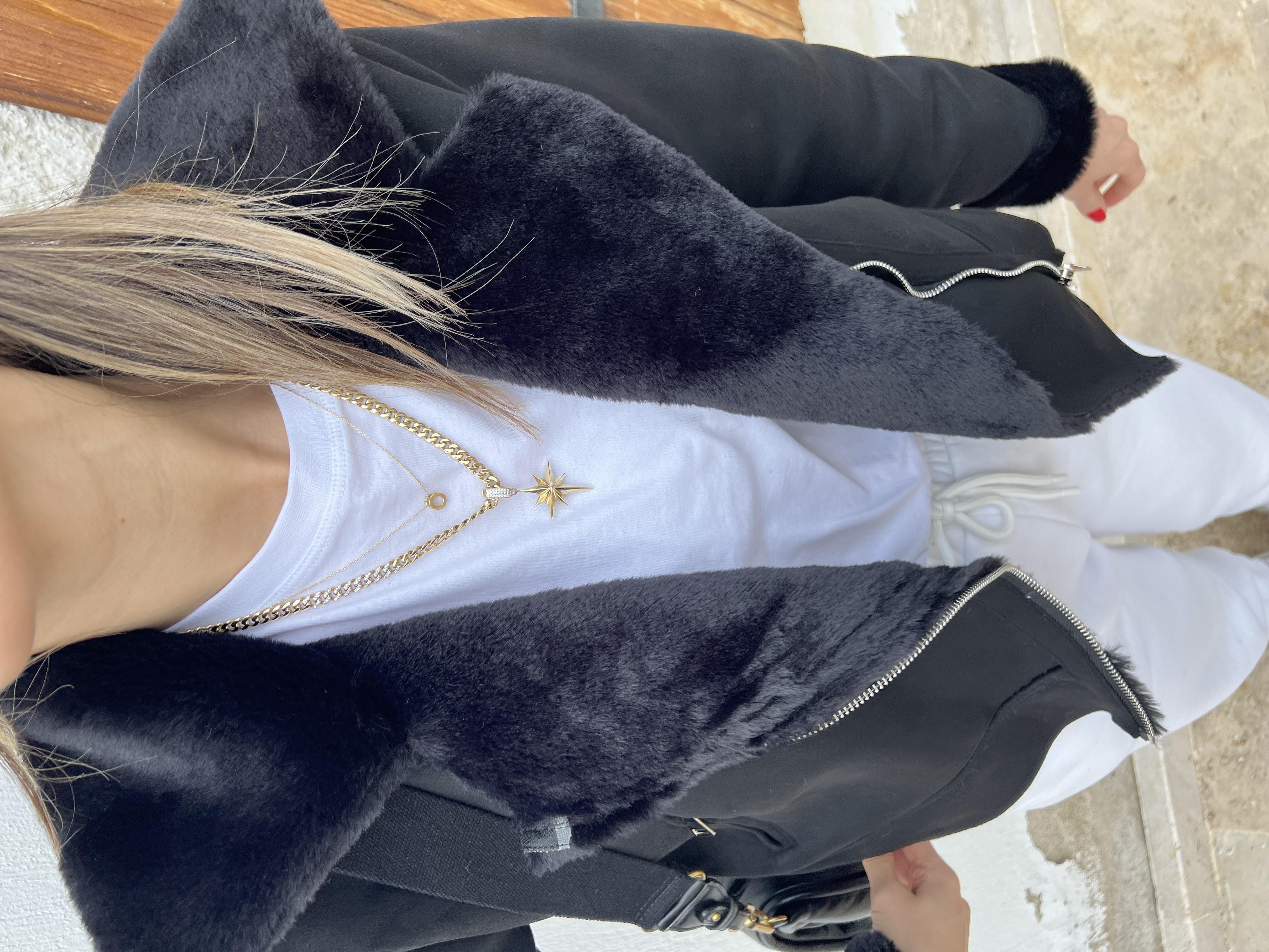 Marka Muadili Kısa Siyah Biker Mont