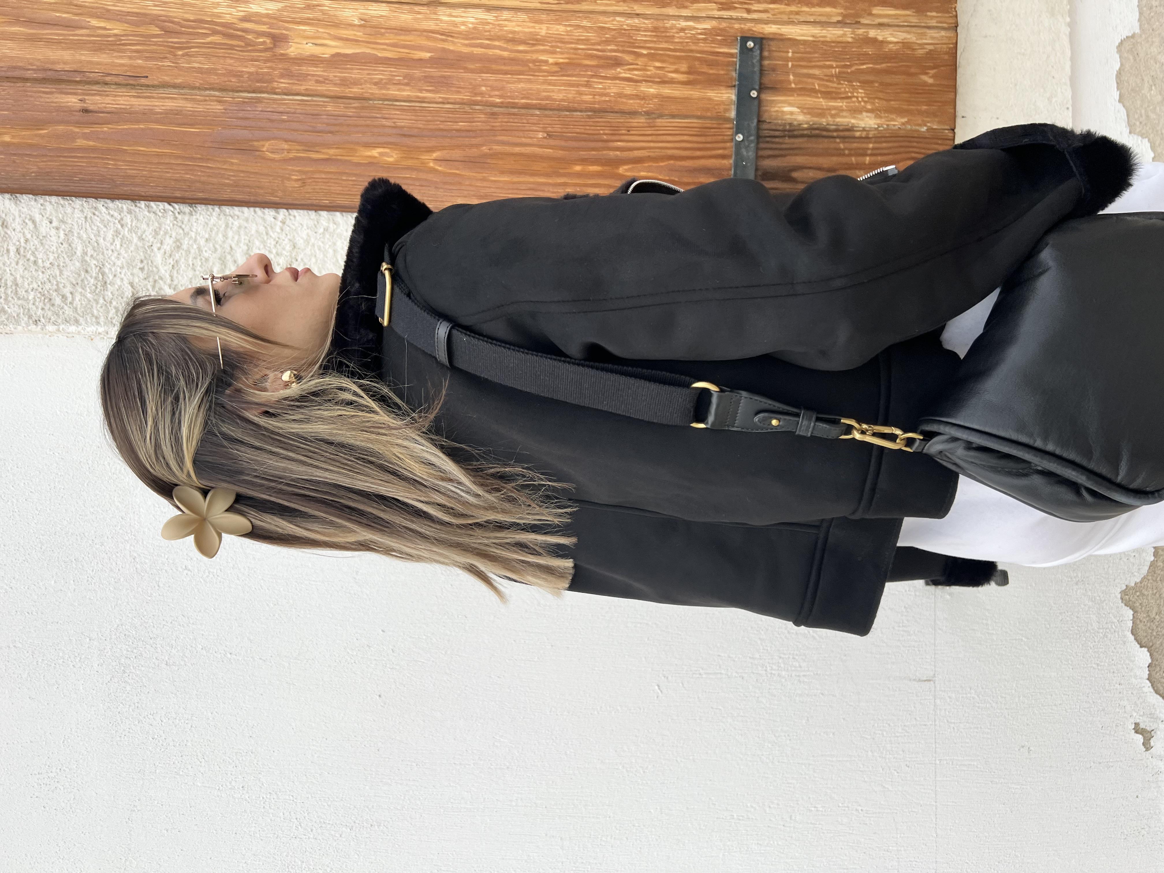 Marka Muadili Kısa Siyah Biker Mont