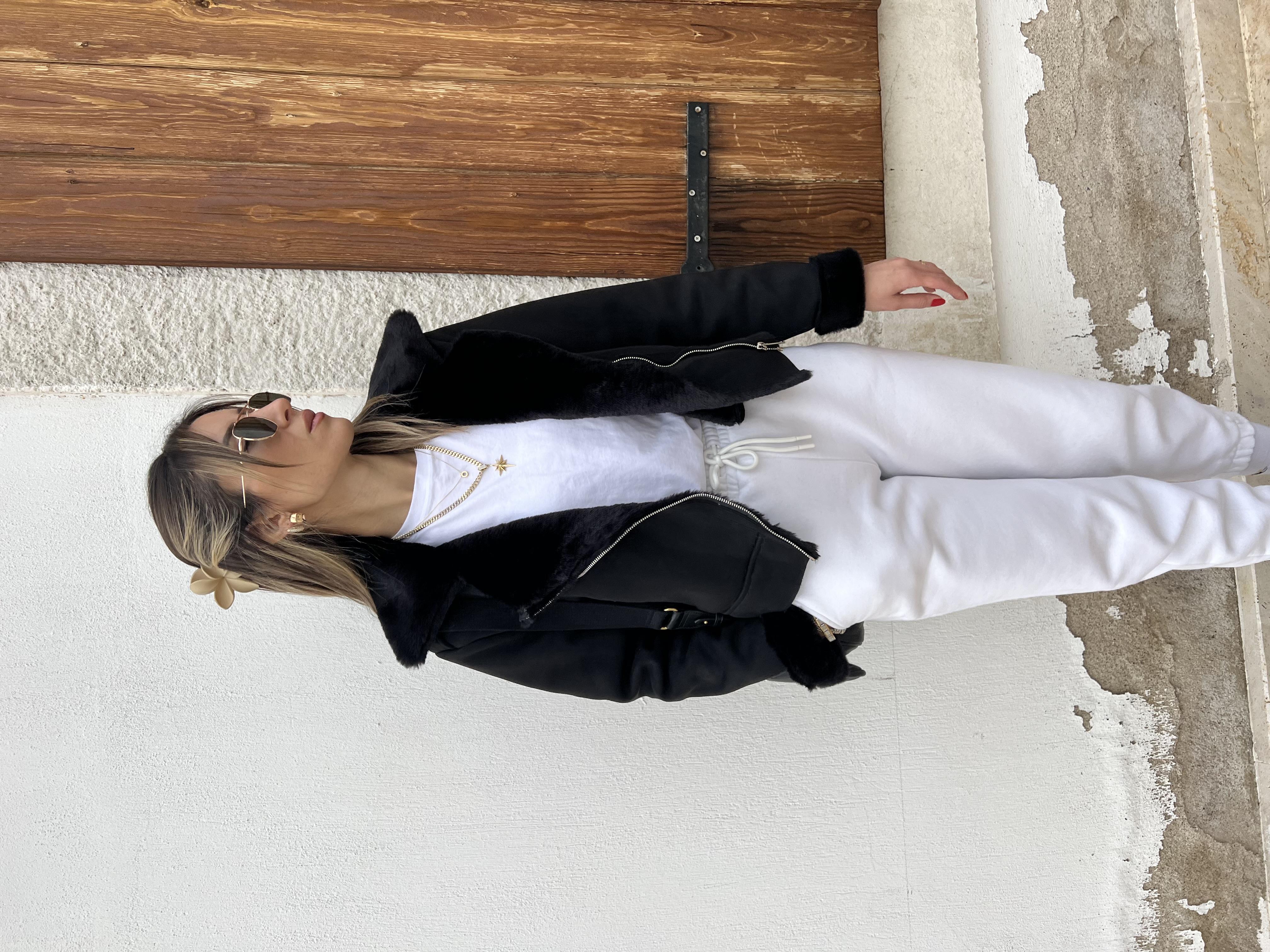 Marka Muadili Kısa Siyah Biker Mont