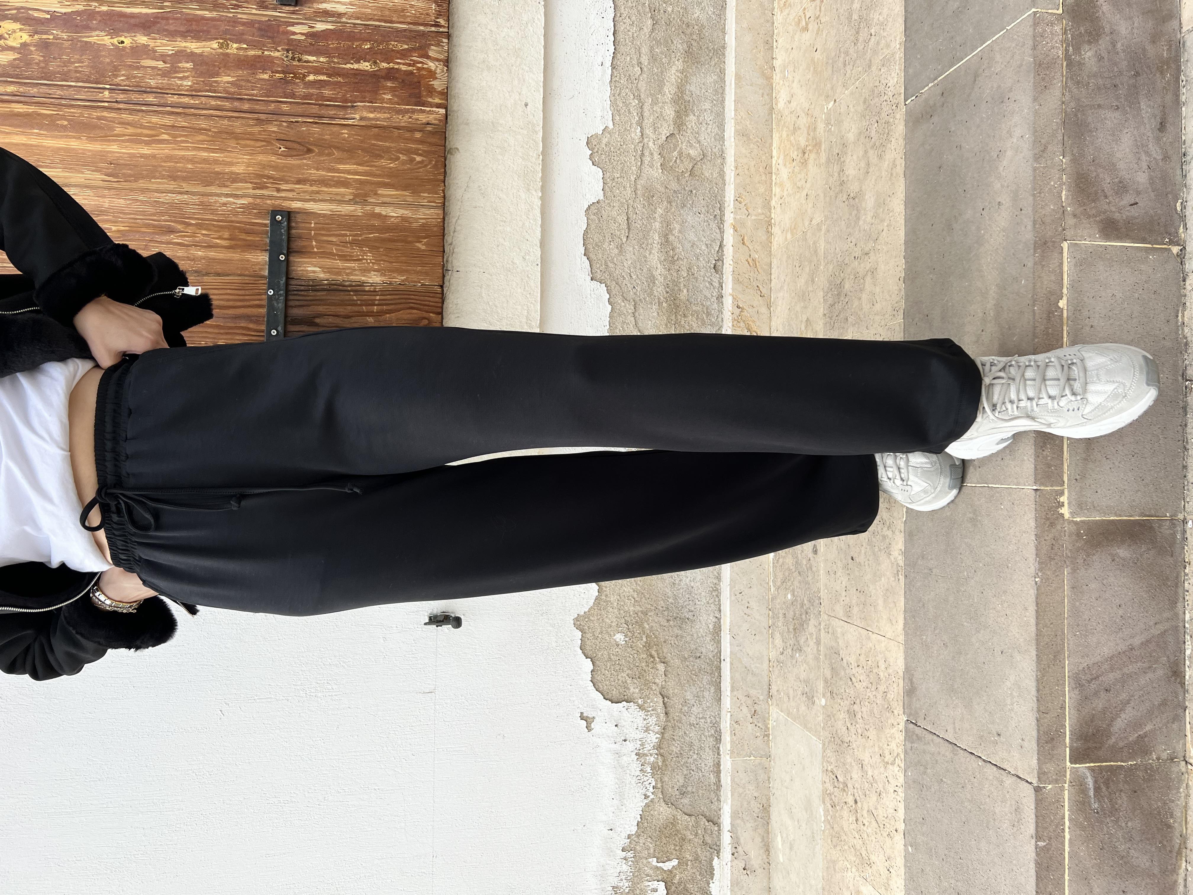 Modal Kumaş Bol Paça Siyah Eşofman Altı