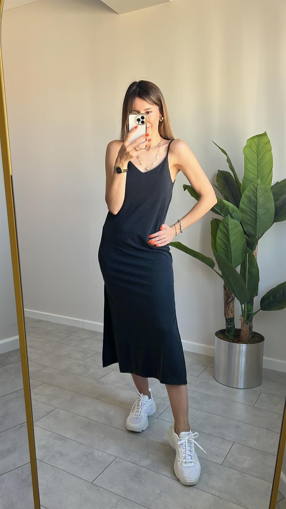 Modal Kumaş İp Askılı Elbise