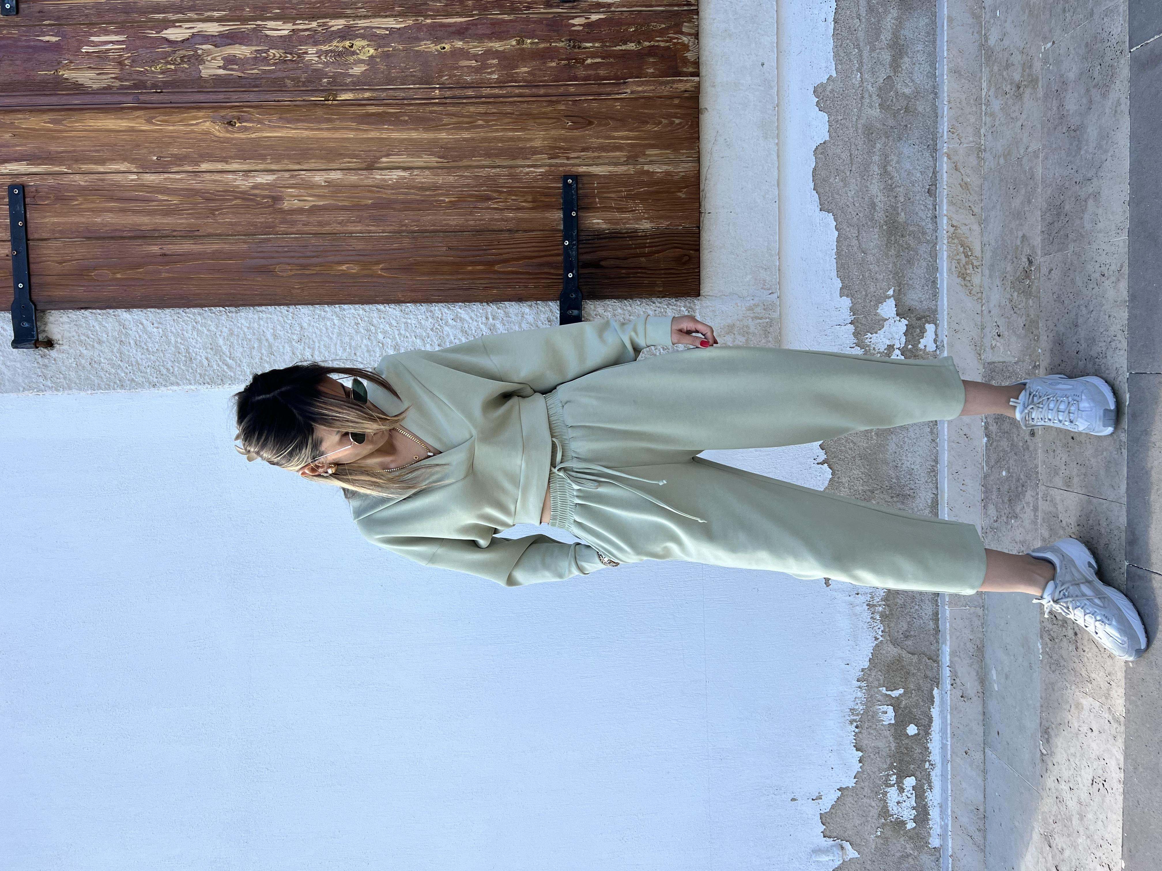 Modal Kumaş Kapişonlu Mint Takım