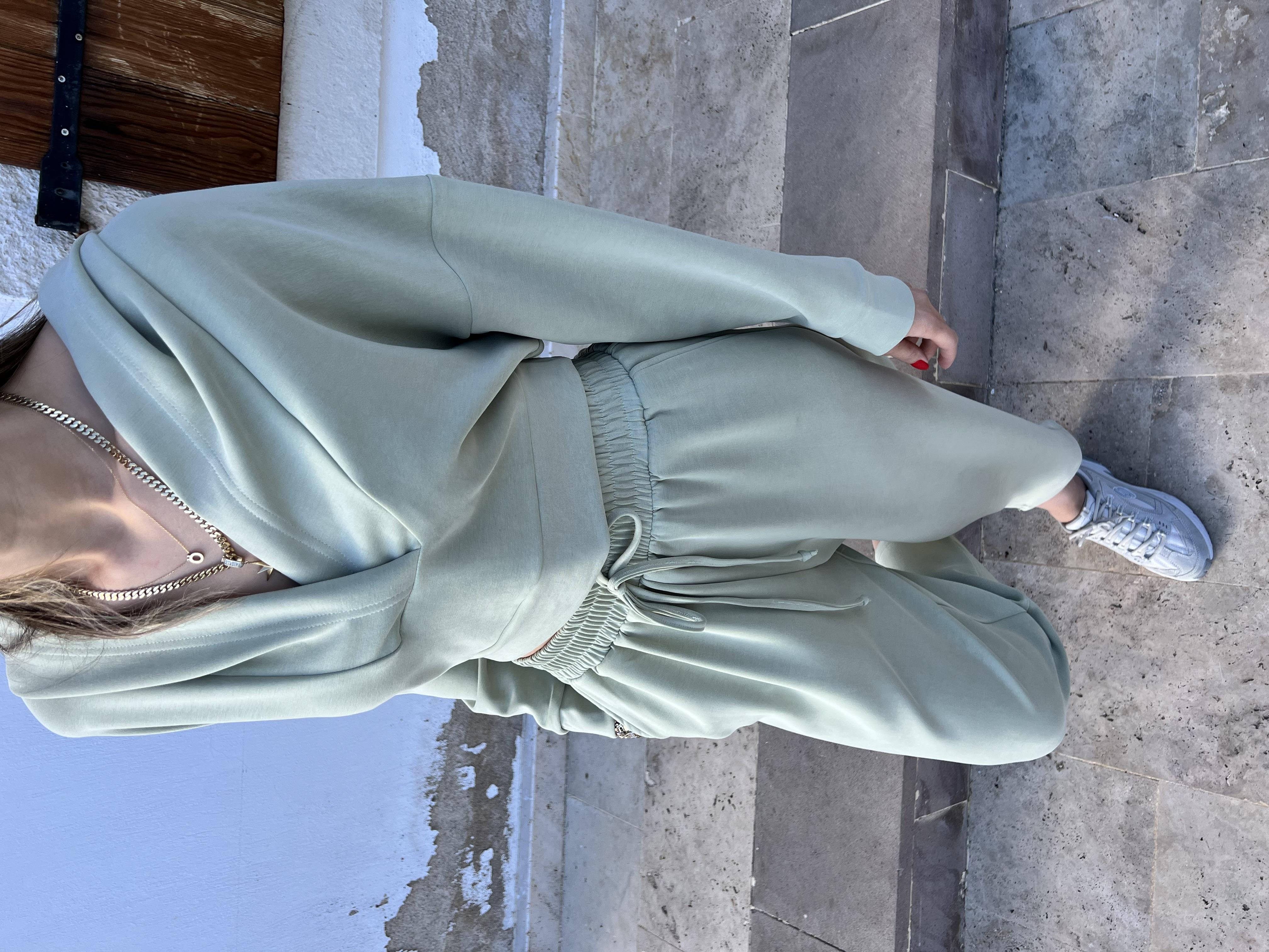 Modal Kumaş Kapişonlu Mint Takım