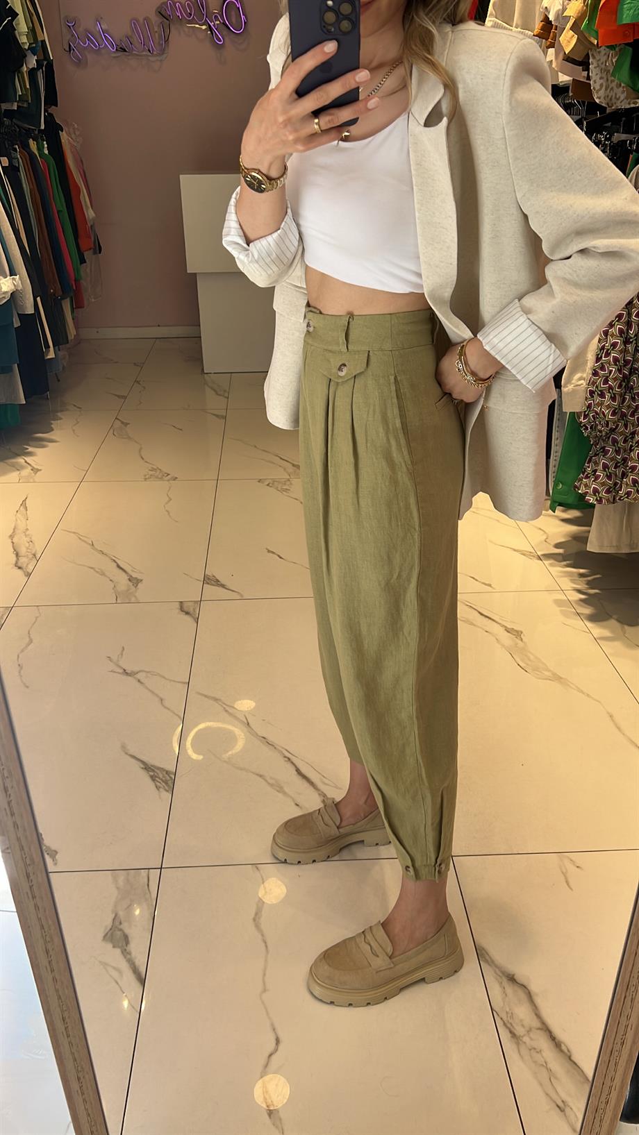 Nms Keten Şalvar Pantolon