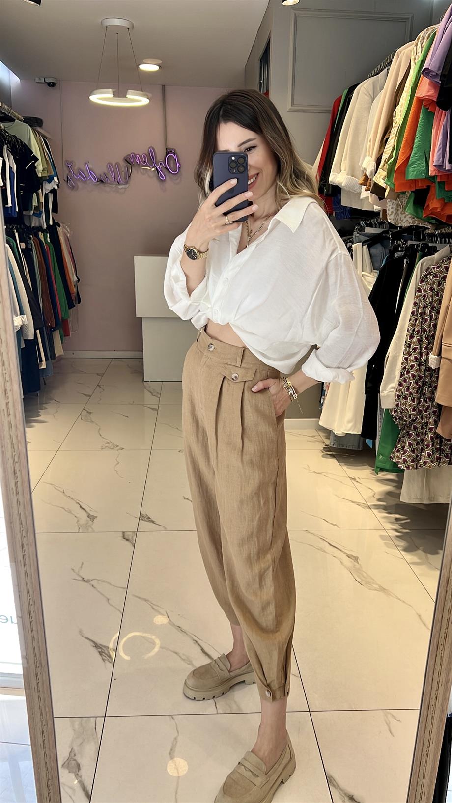 Nms Keten Şalvar Pantolon