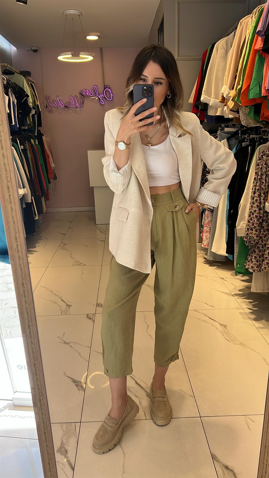 Nms Keten Şalvar Pantolon