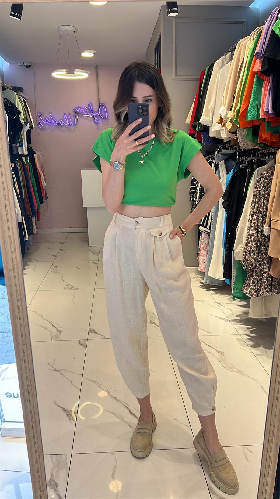 Nms Keten Şalvar Pantolon