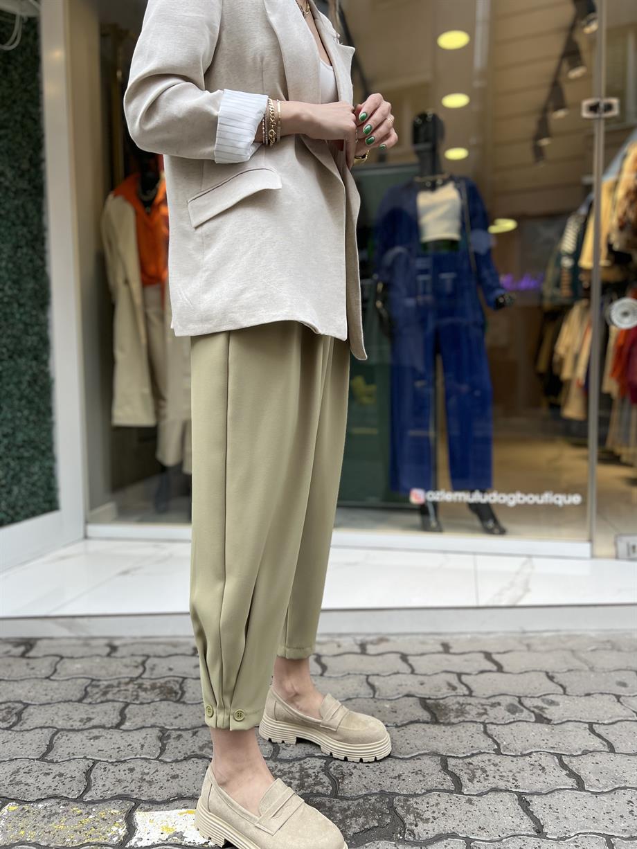 Nms Yağ Yeşili Şalvar Pantolon