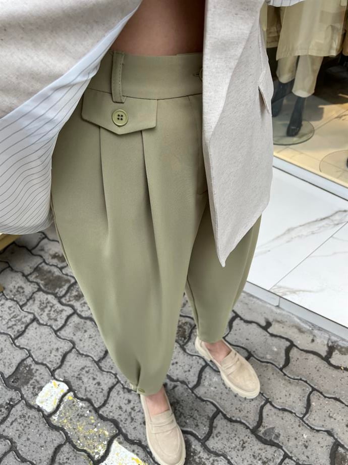 Nms Yağ Yeşili Şalvar Pantolon