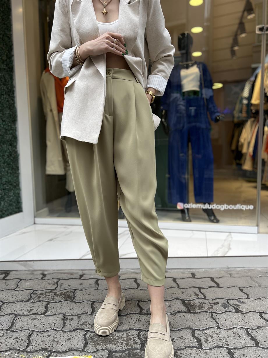 Nms Yağ Yeşili Şalvar Pantolon