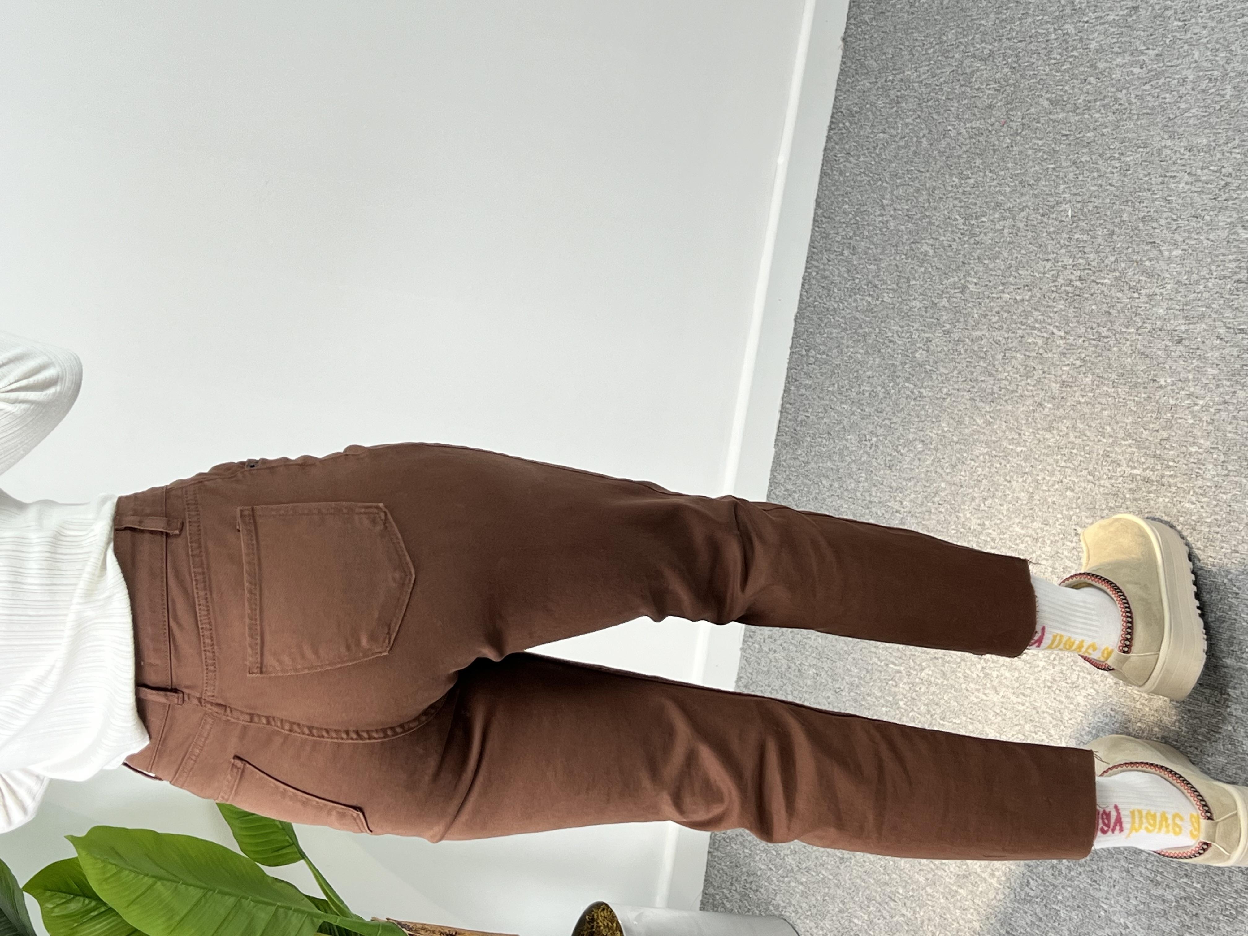 Orjinal Marka Kahve Kesik Paça Momfit Jean