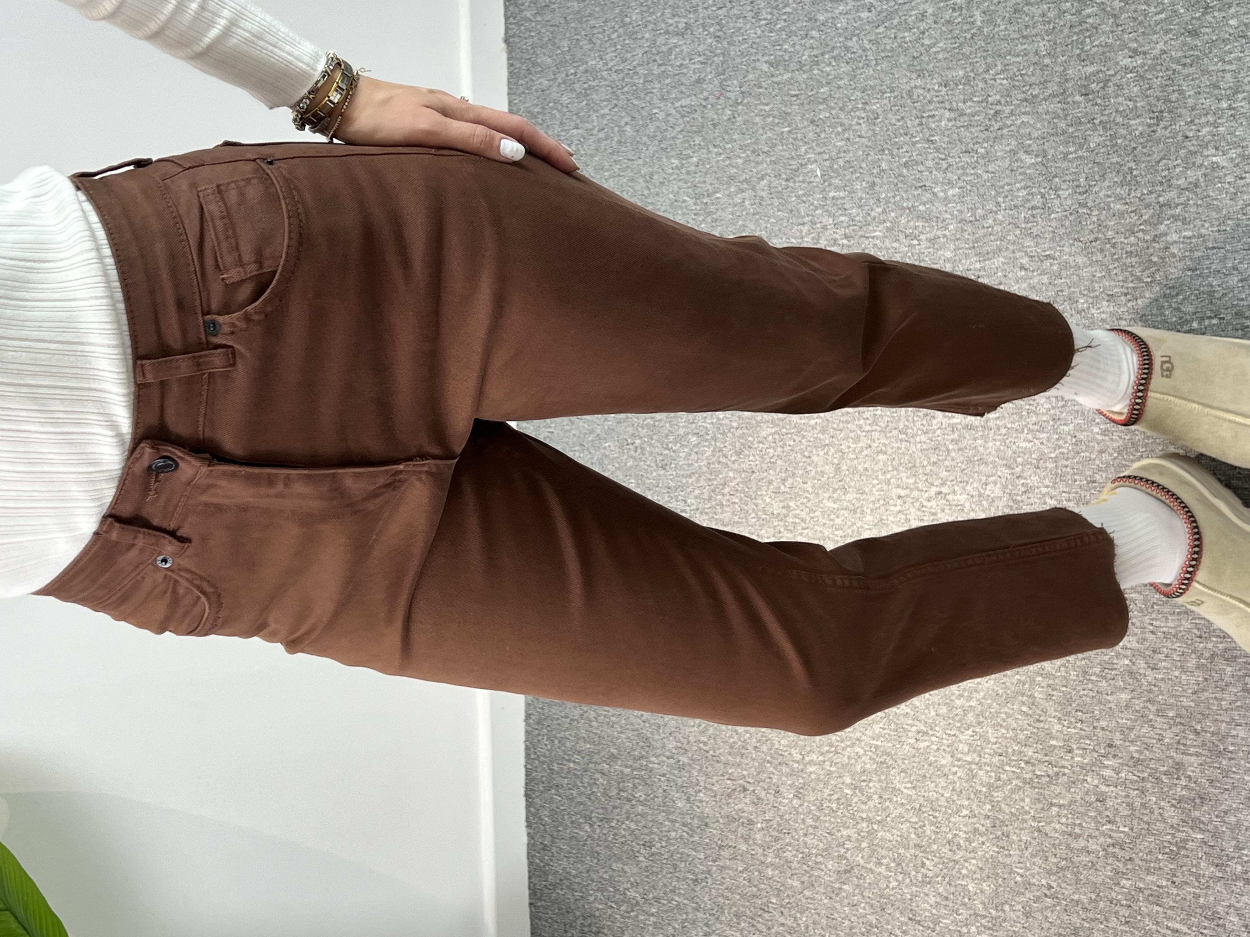 Orjinal Marka Kahve Kesik Paça Momfit Jean