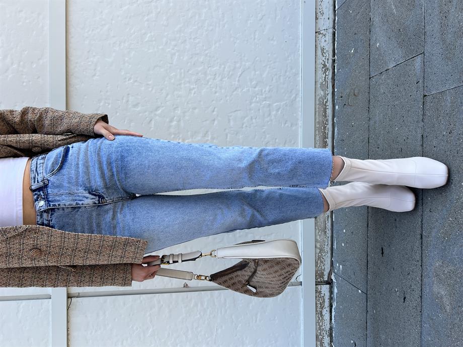 Orjinal Marka Kesik Paça Yüksek Bel Jean