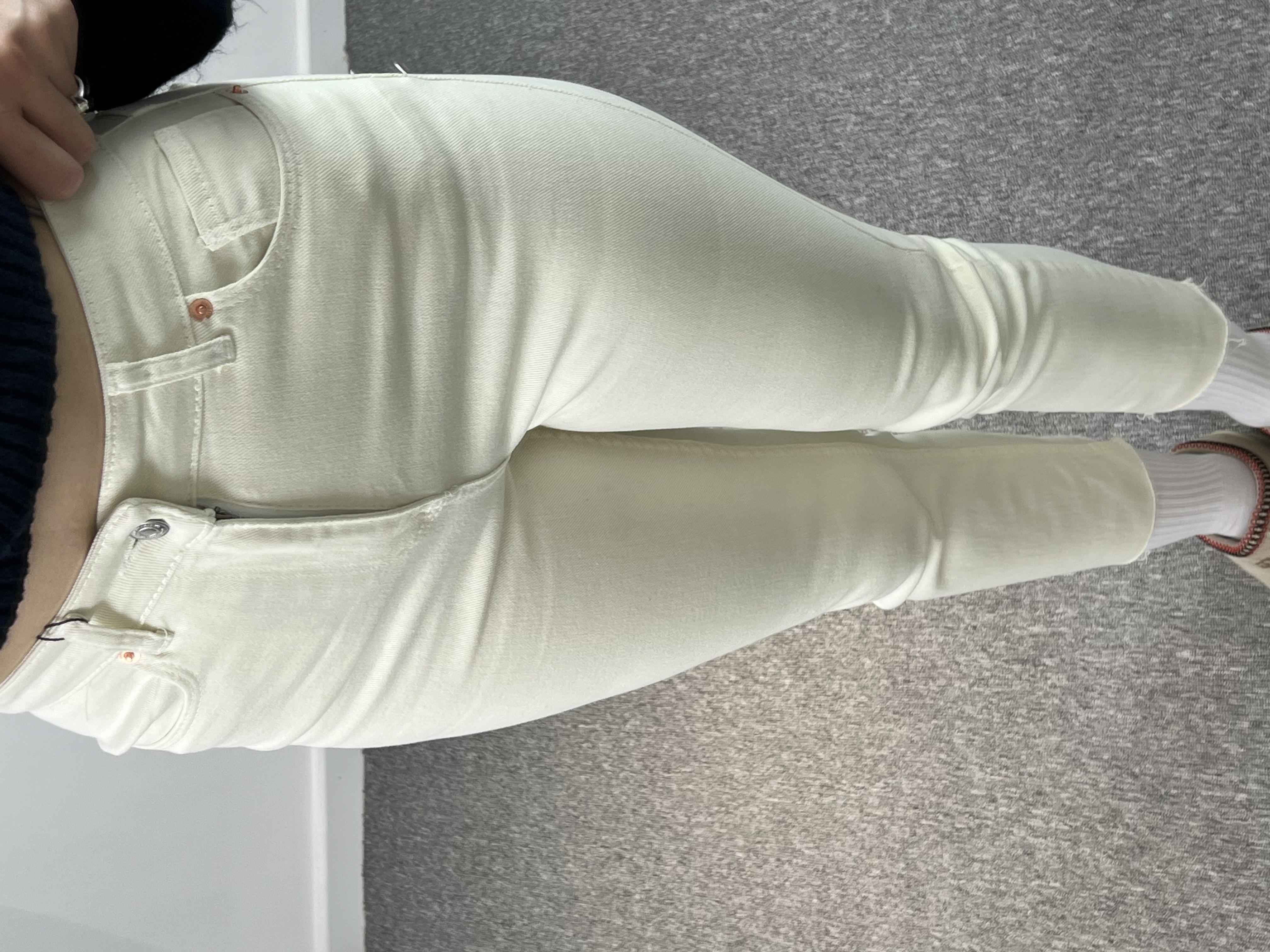 Orjinal Marka Krem Kesik Paça Momfit Jean