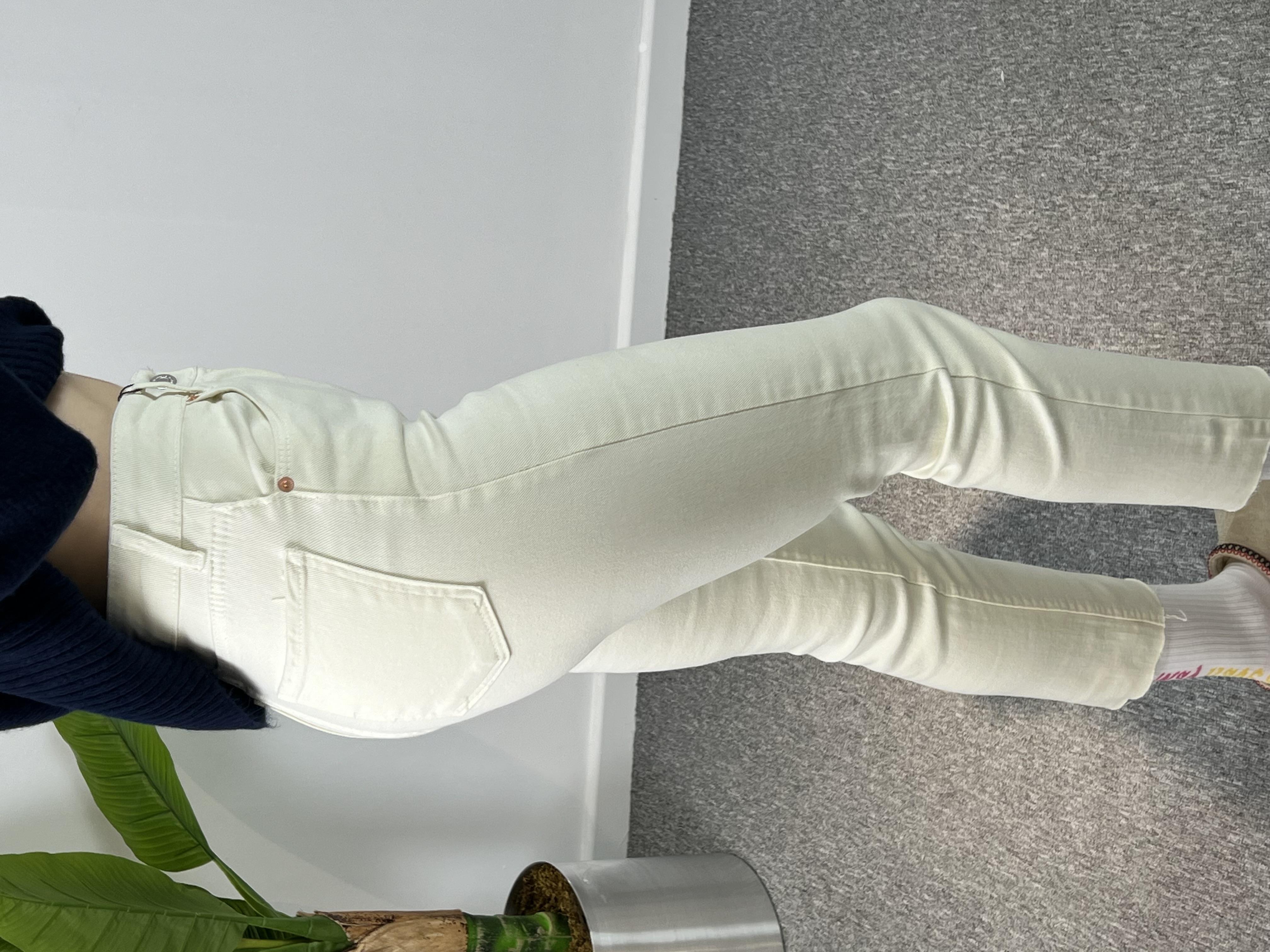 Orjinal Marka Krem Kesik Paça Momfit Jean