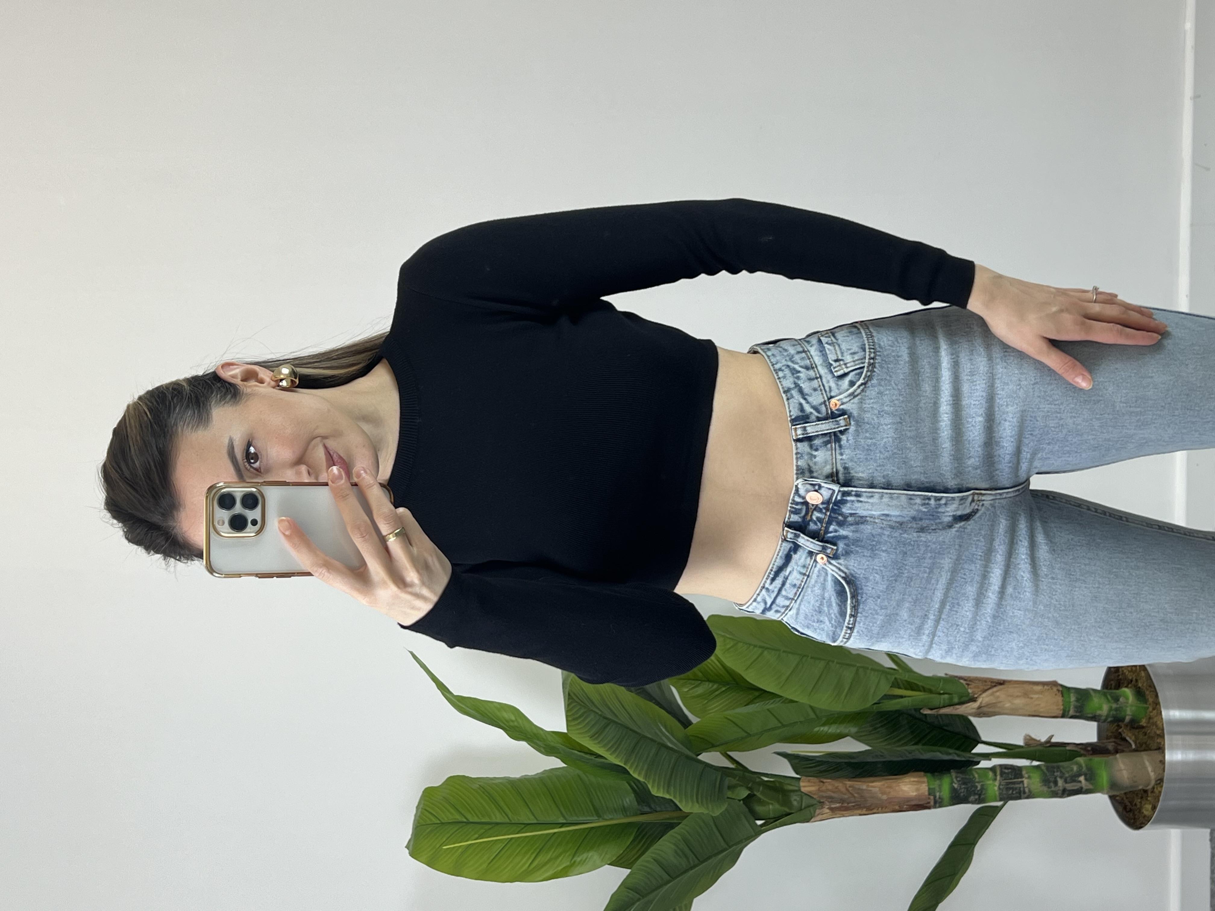 Orjinal Marka Yumuşak Doku Crop Kazak