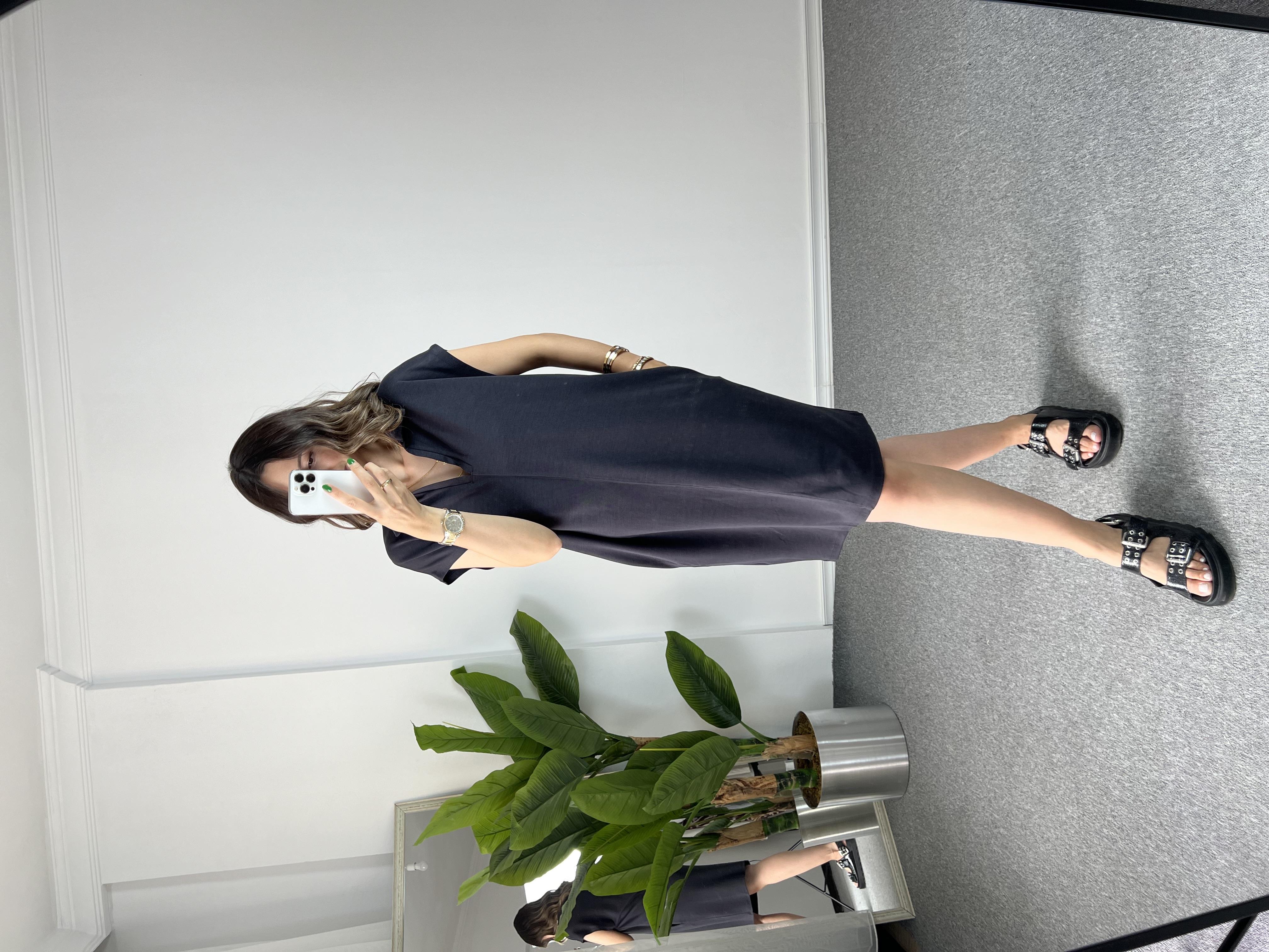 Owersize Antrasit Modal Elbise