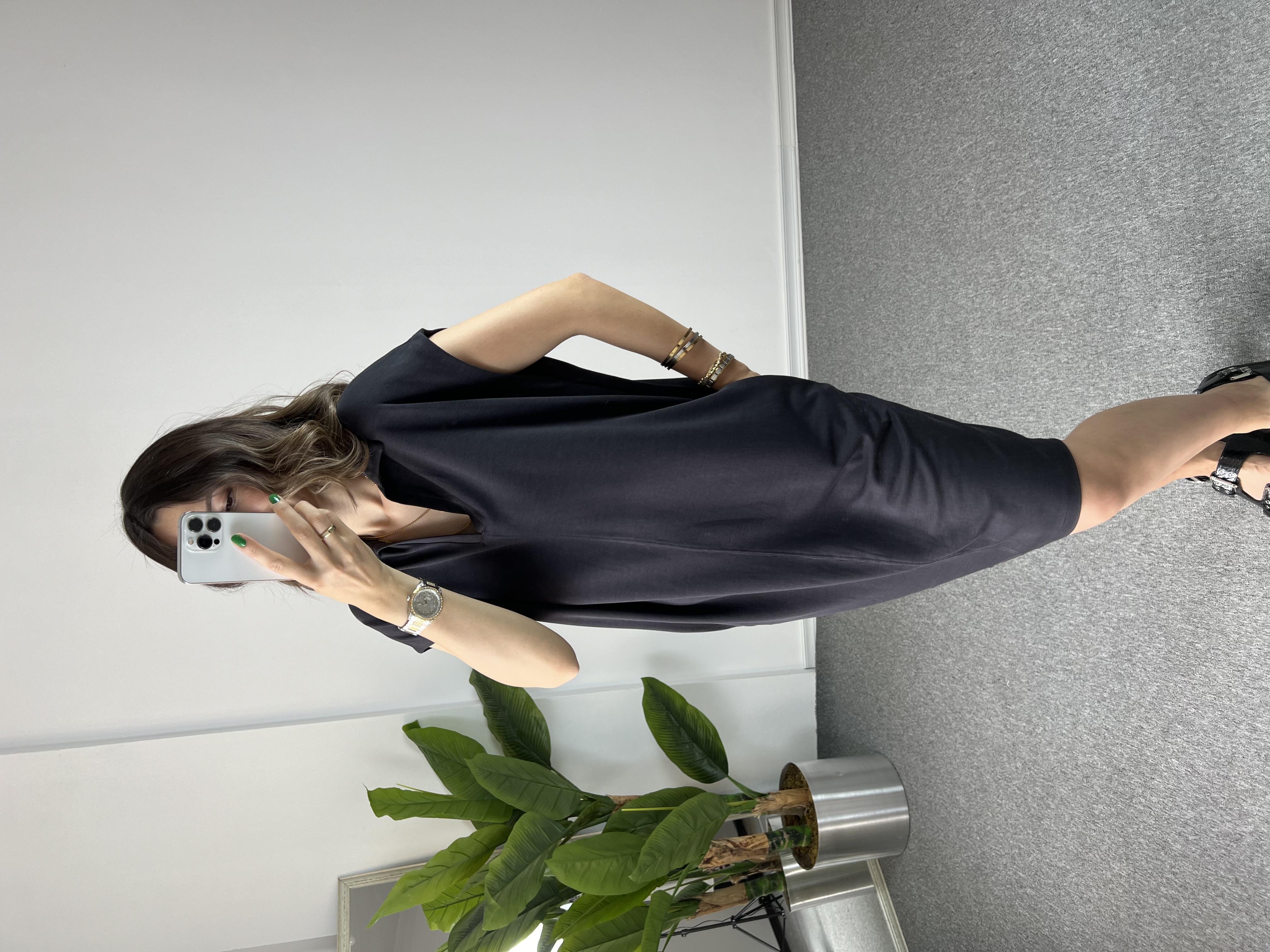 Owersize Antrasit Modal Elbise