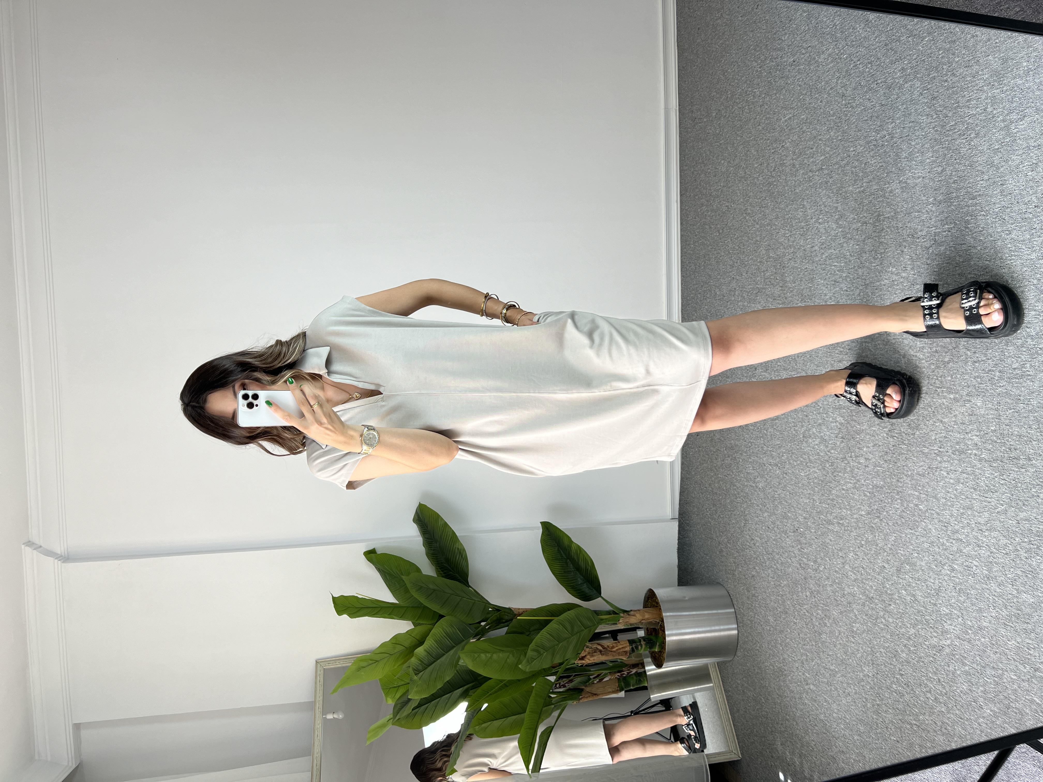 Owersize Taş Modal Elbise