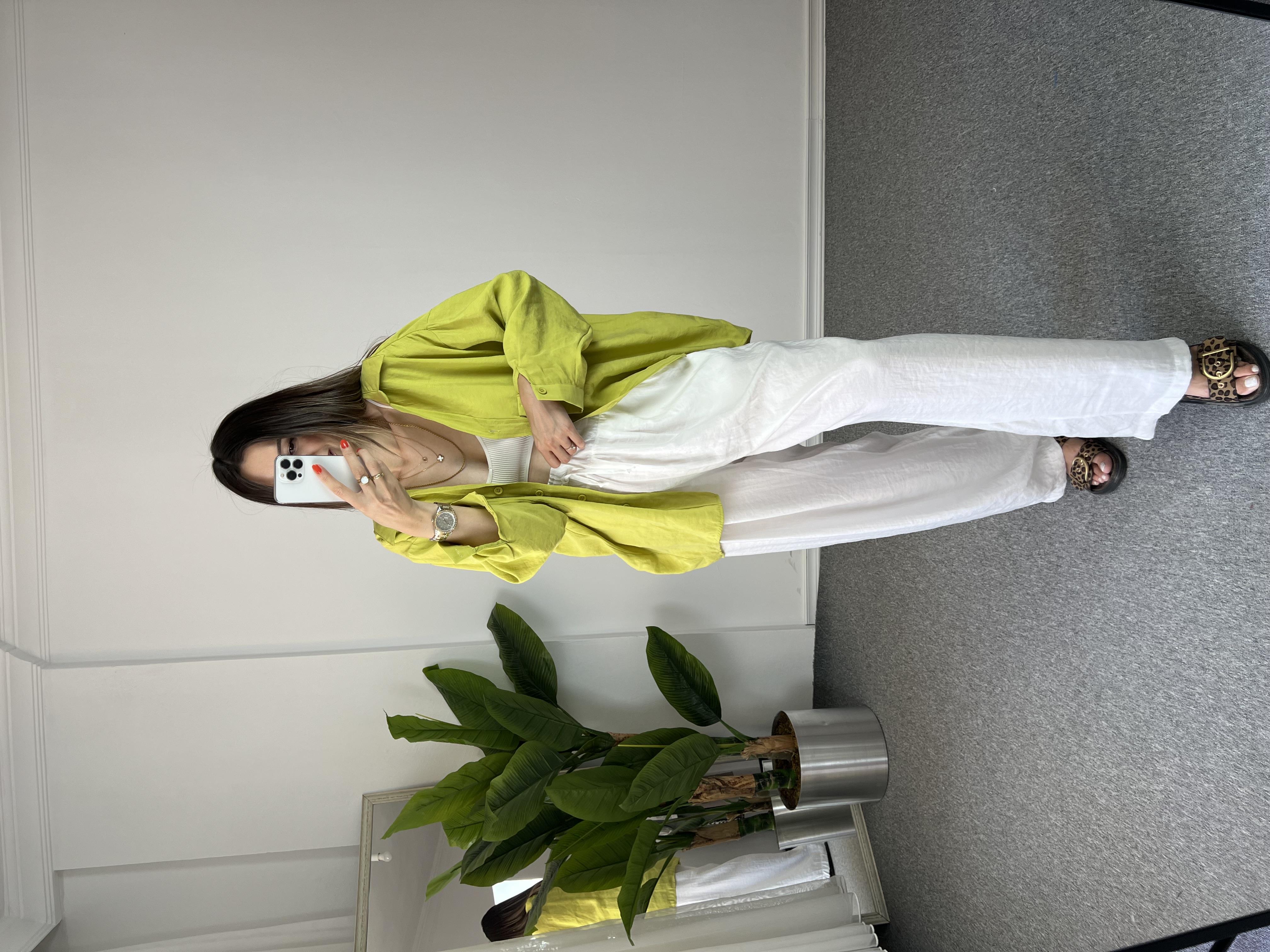 Owesize İpeksi Sarı Gömlek