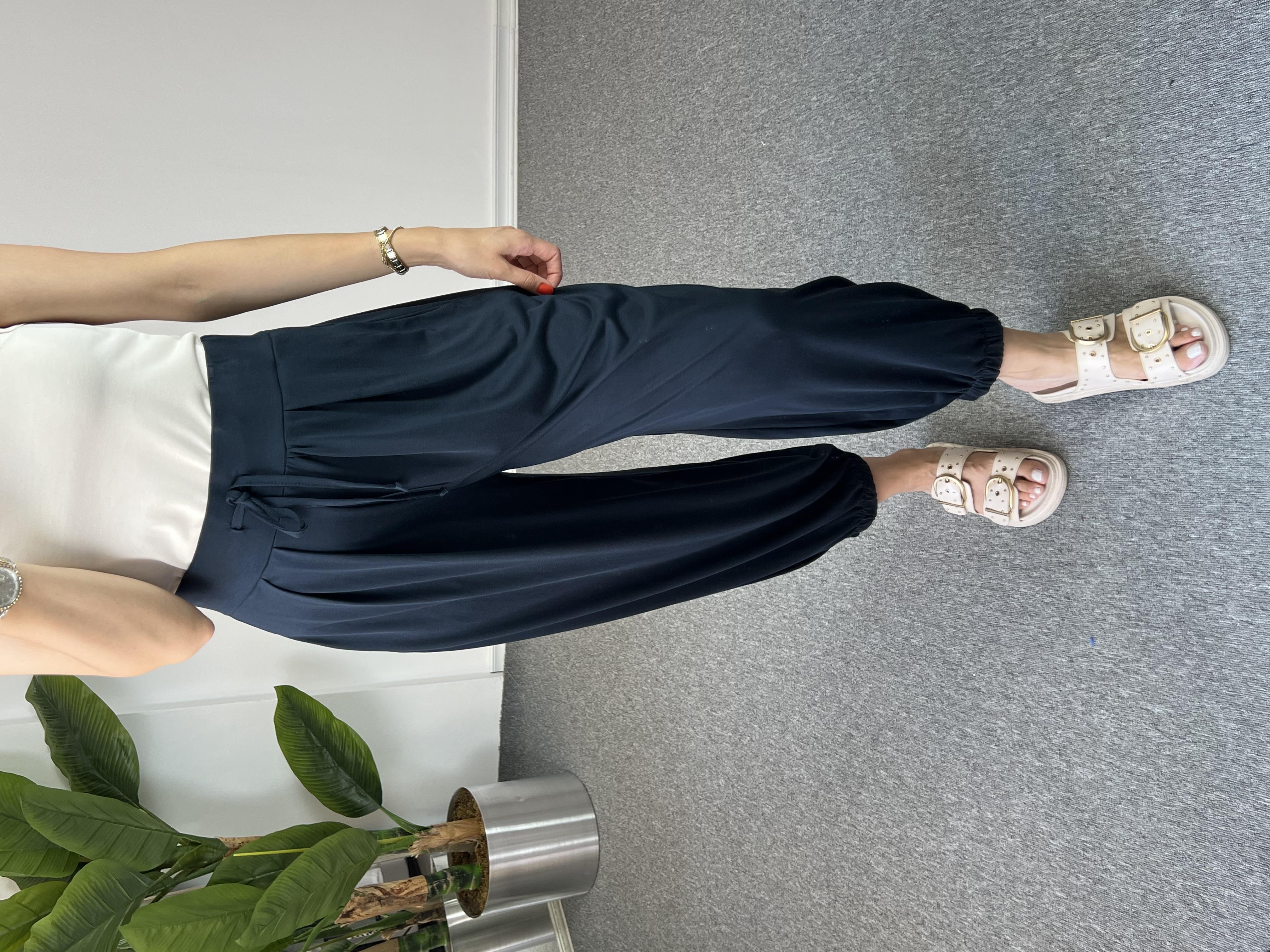 Paçası Lastikli Lacivert Modal Şalvar