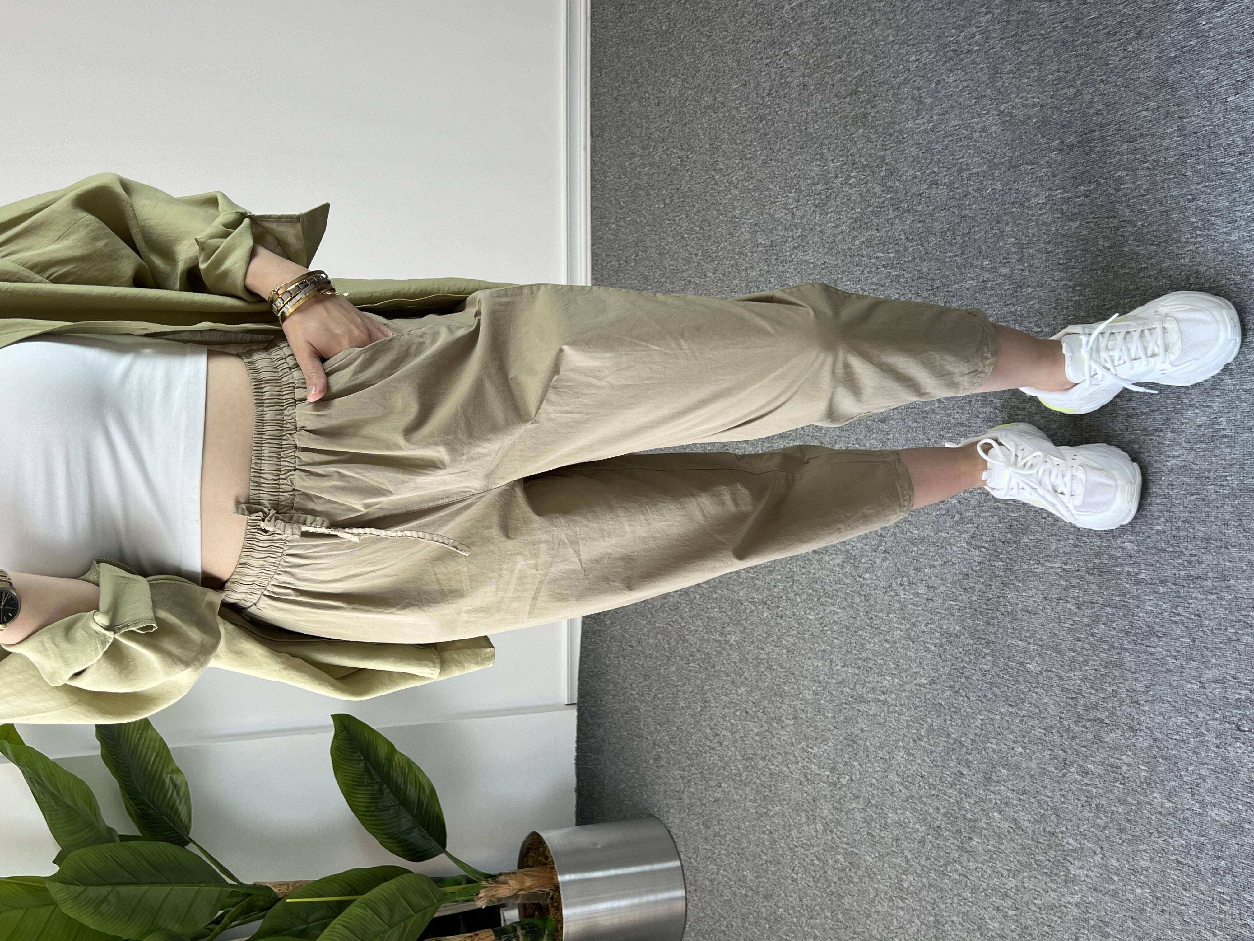 Paraşüt Kumaş Haki Şalvar Pantolon