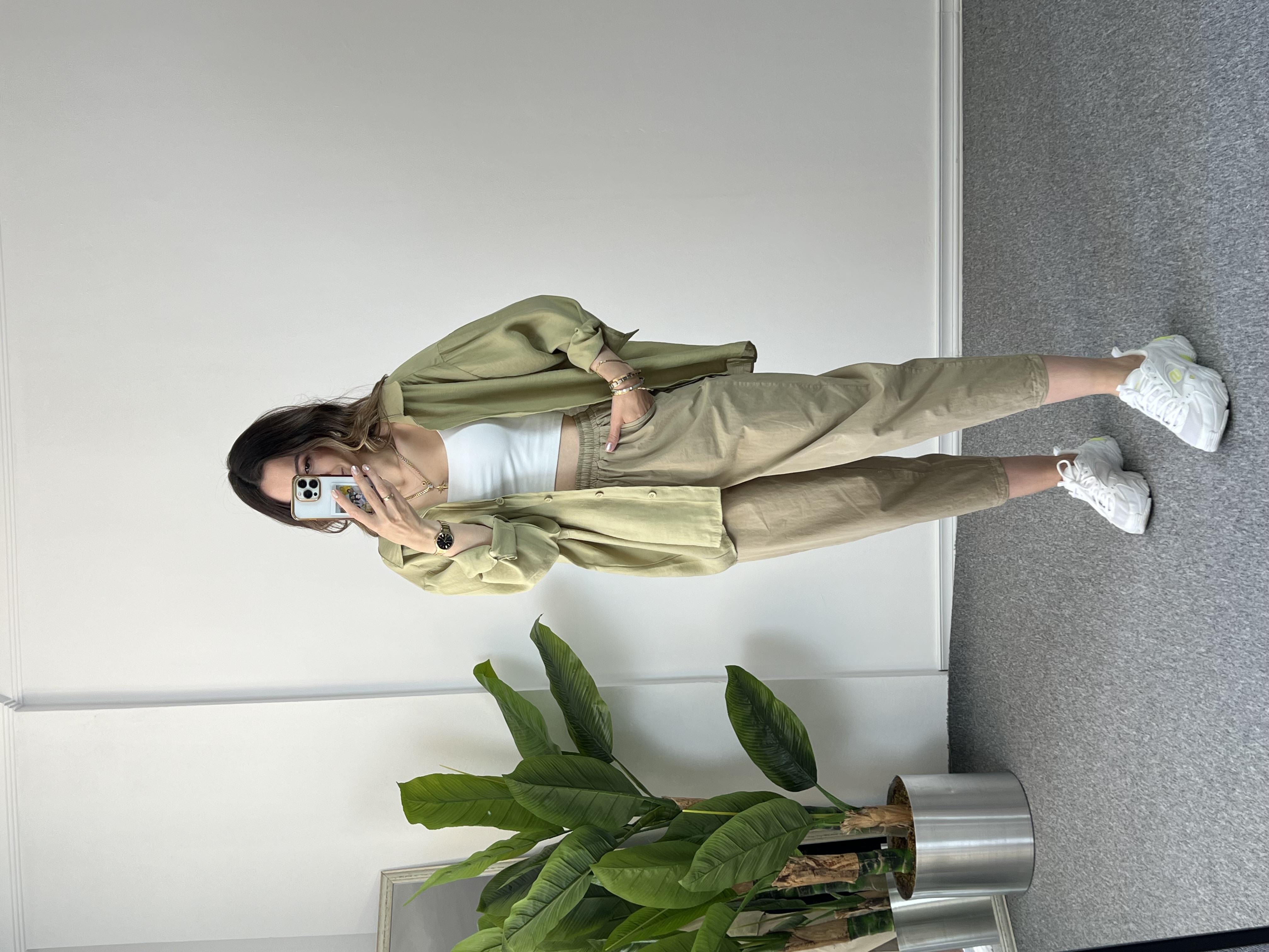 Paraşüt Kumaş Haki Şalvar Pantolon