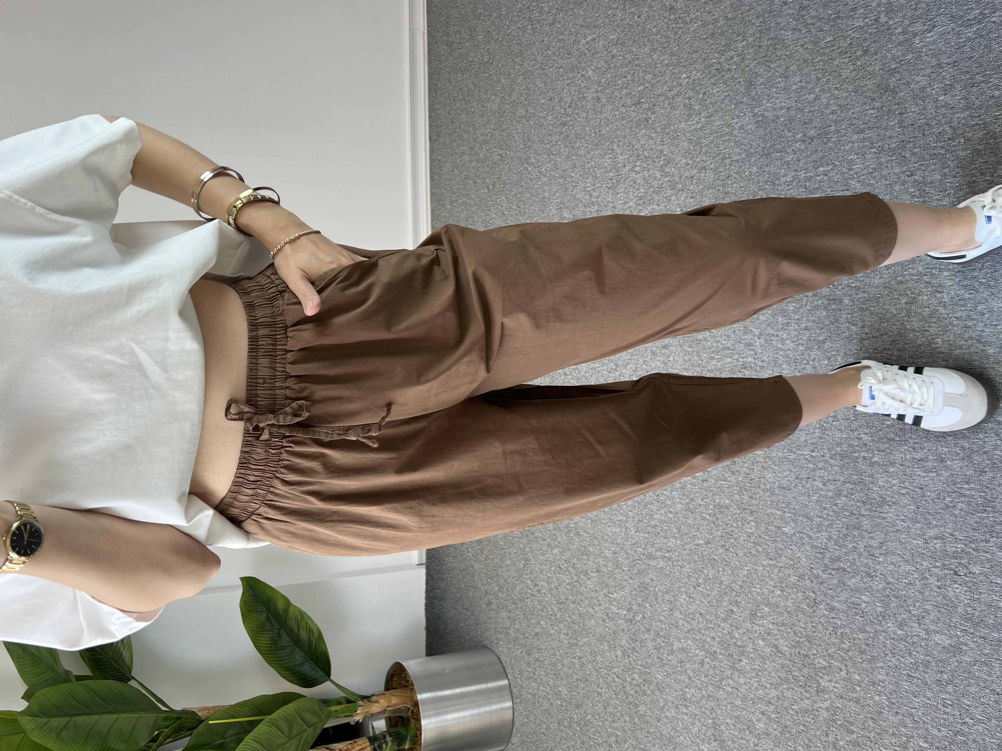 Paraşüt Kumaş Kahve Şalvar Pantolon