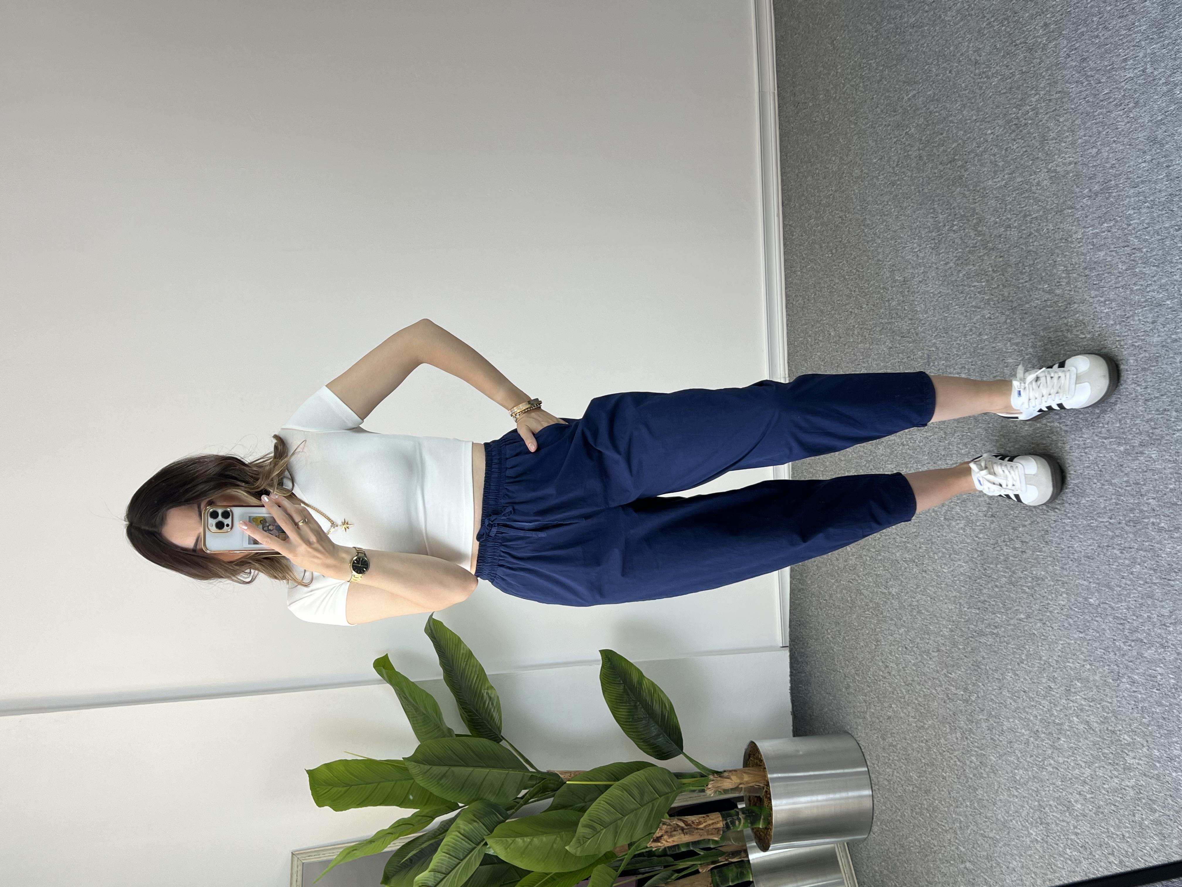 Paraşüt Kumaş Lacivert Şalvar Pantolon