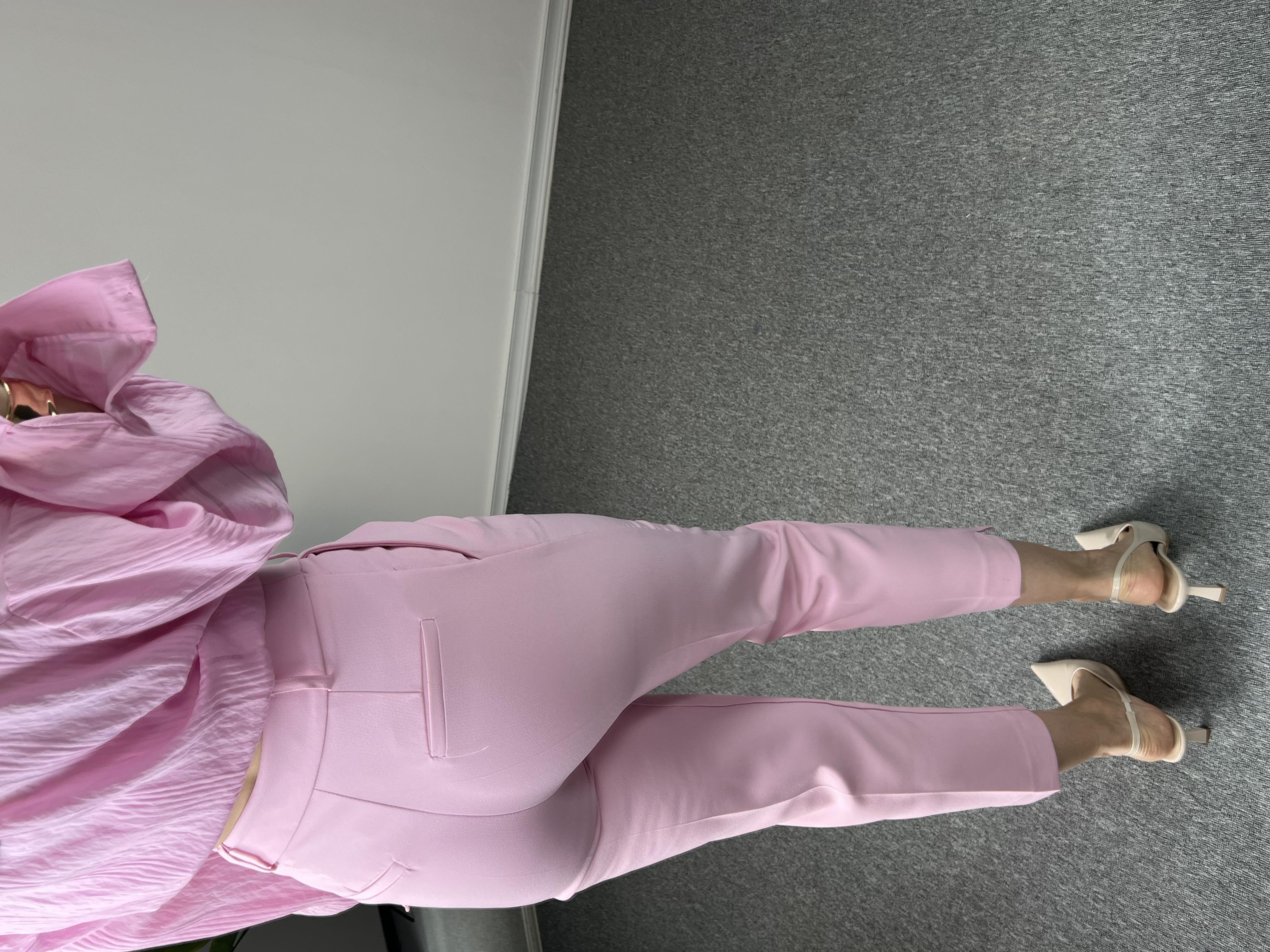 Pembe Dar Paça Kumaş Pantolon