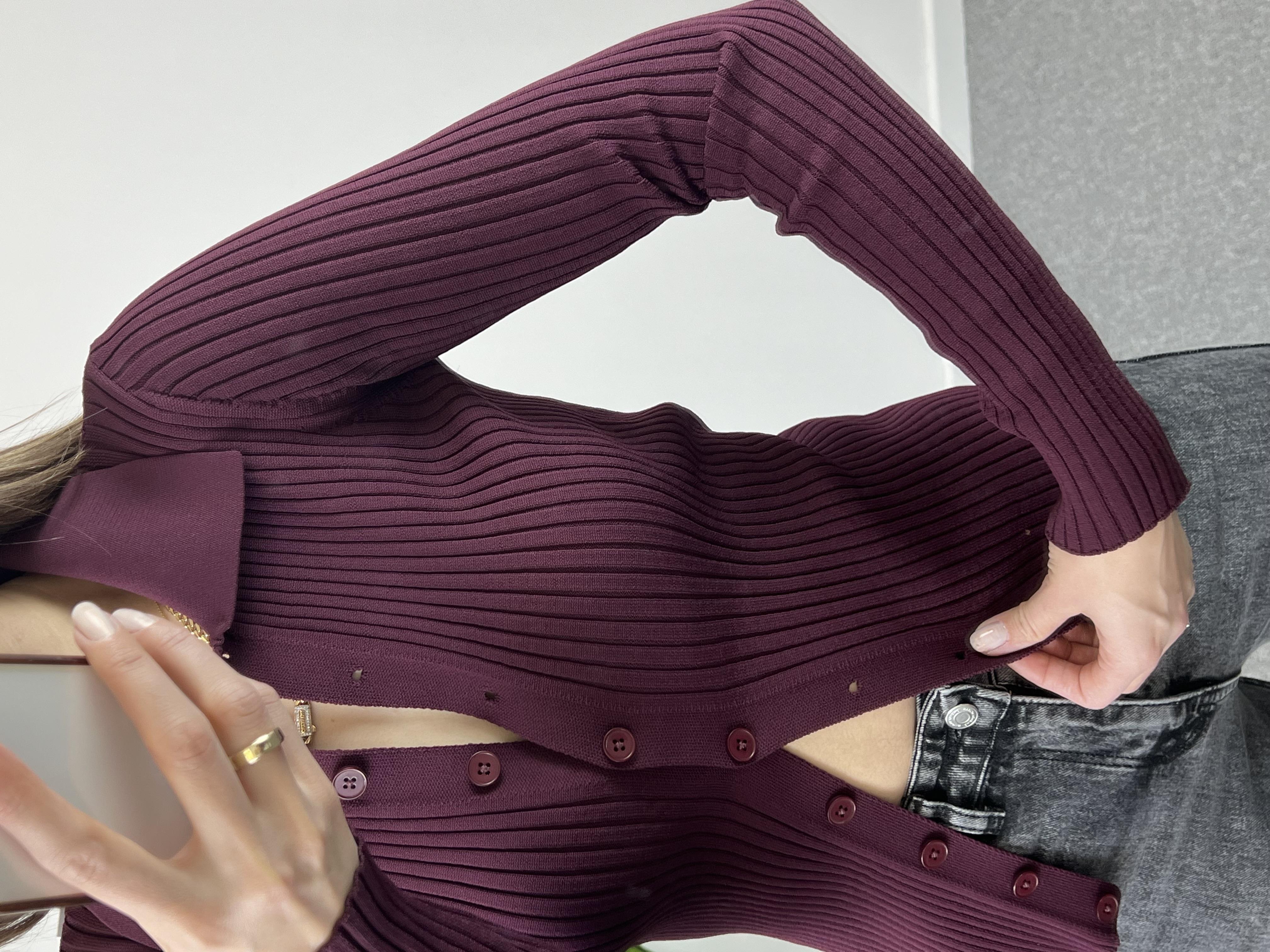 Polo Yaka Düğmeli Bordo Hırka