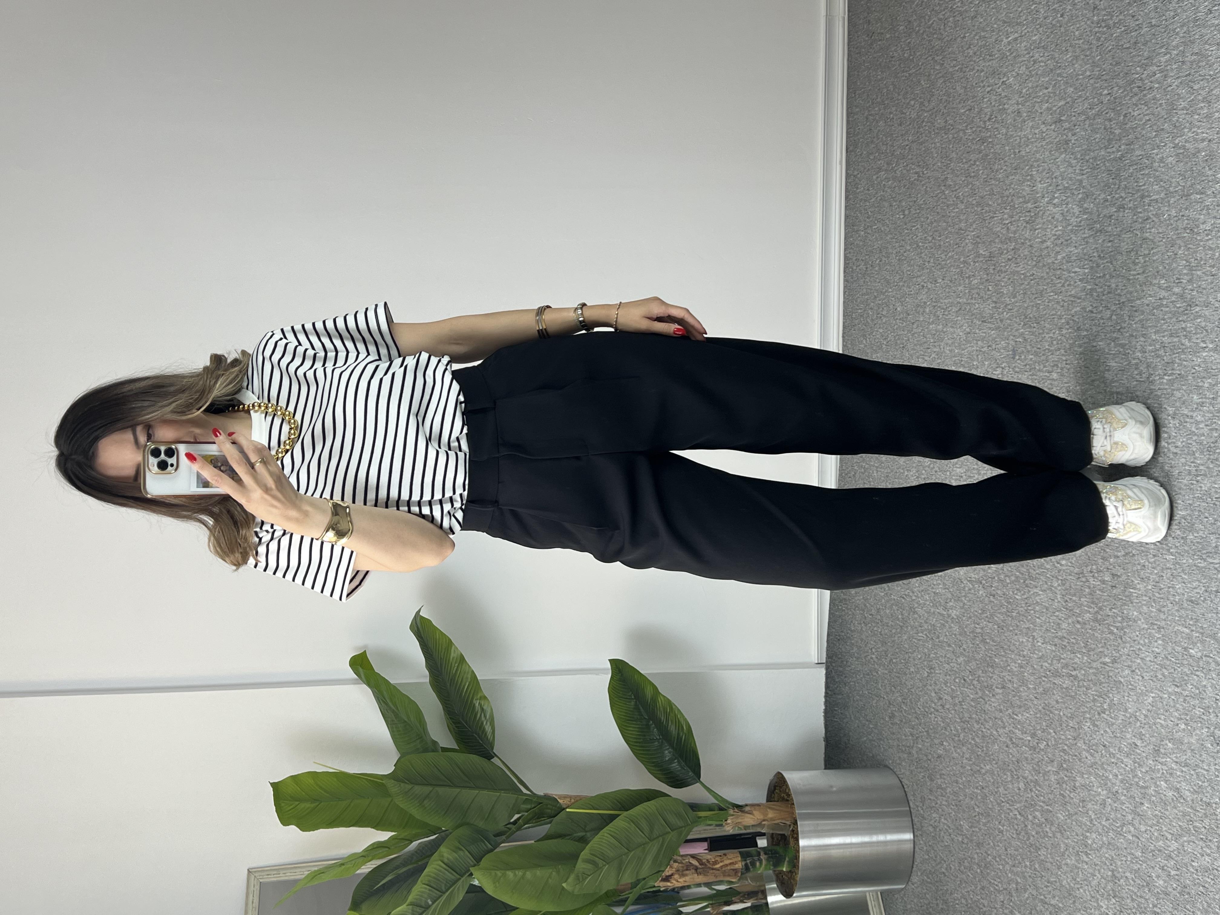 Premium Kalite Siyah Palazzo Pantolon