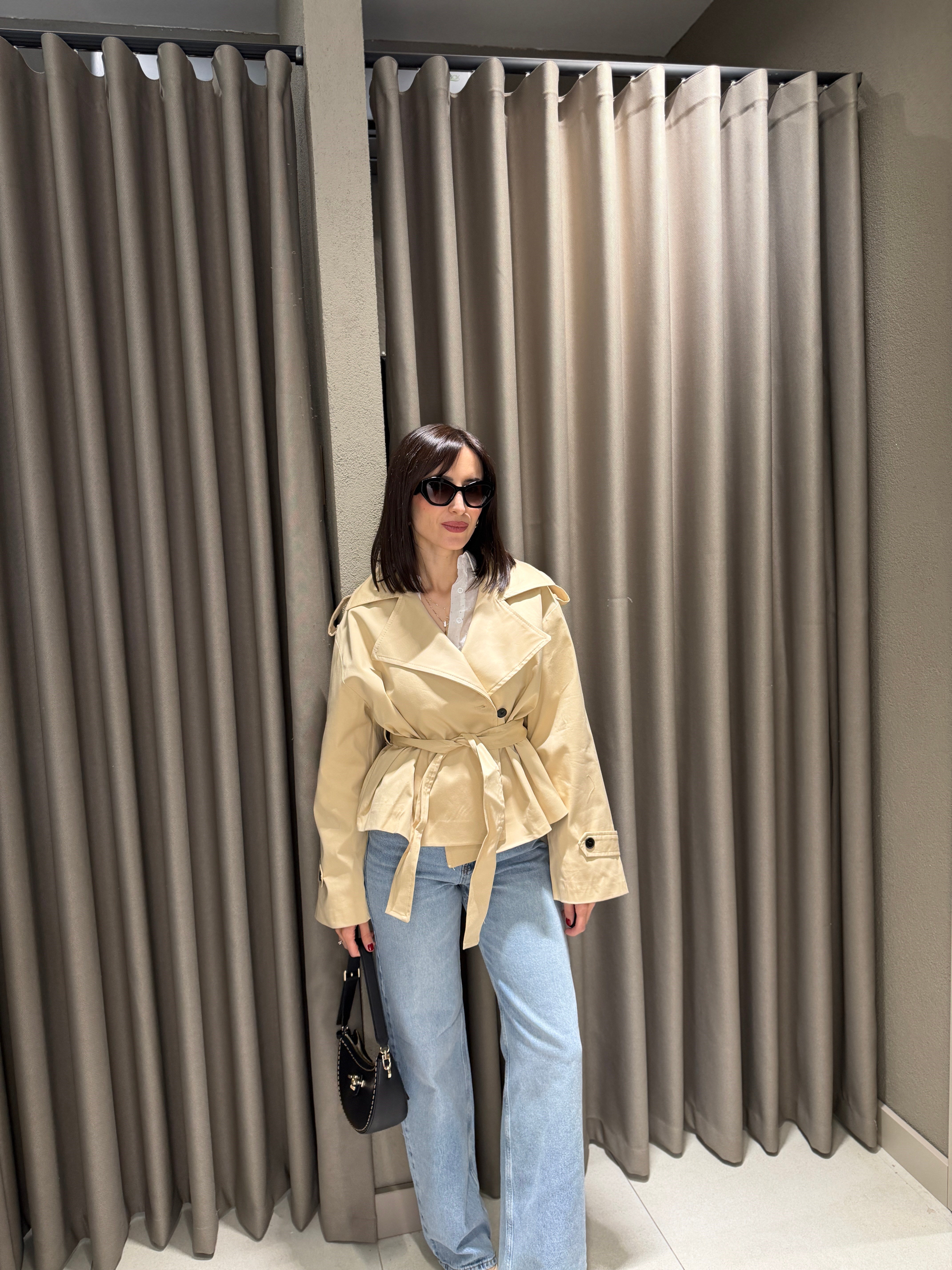 Premium Kısa Trençkot KREM