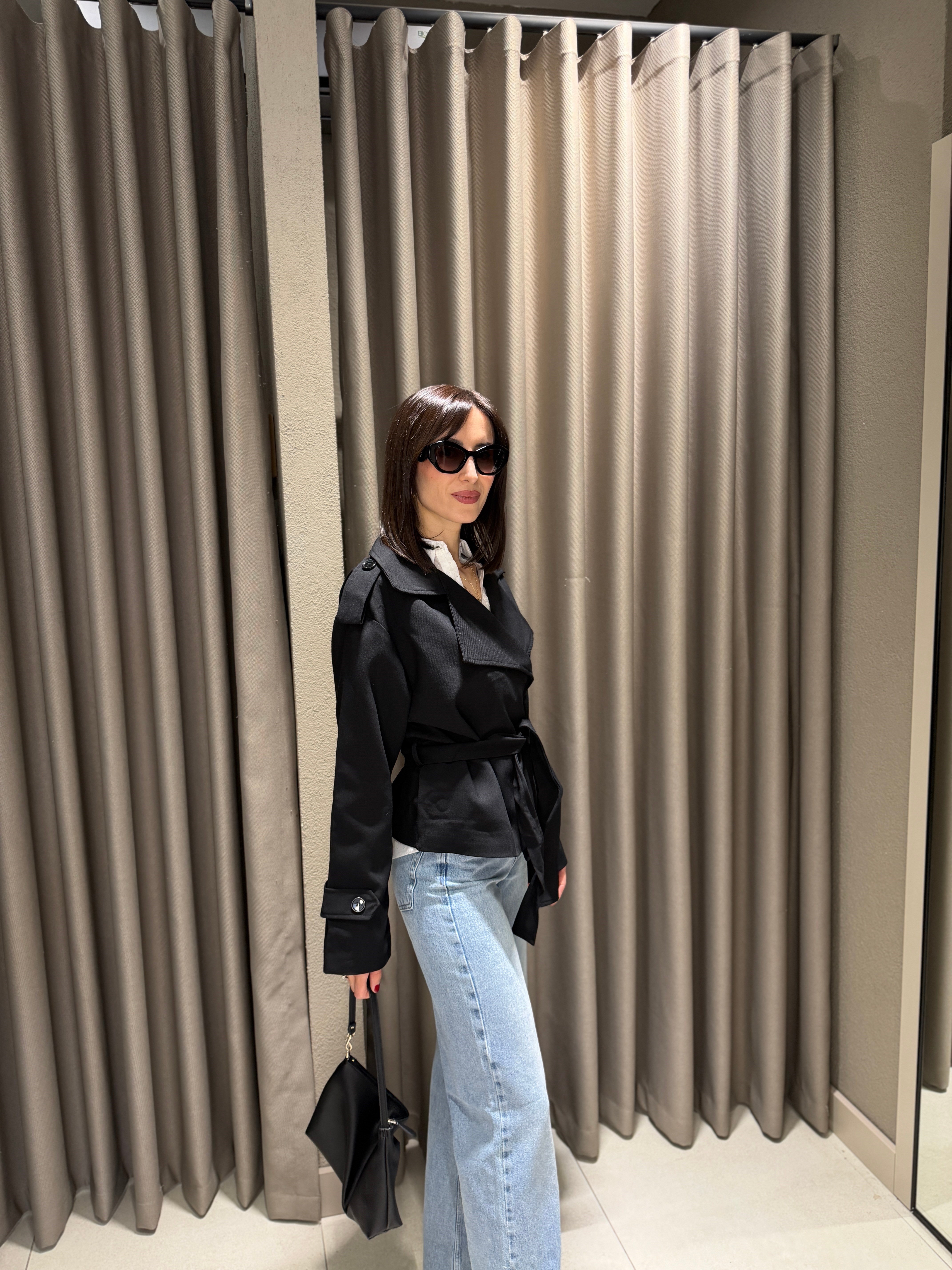 Premium Kısa Trençkot SİYAH