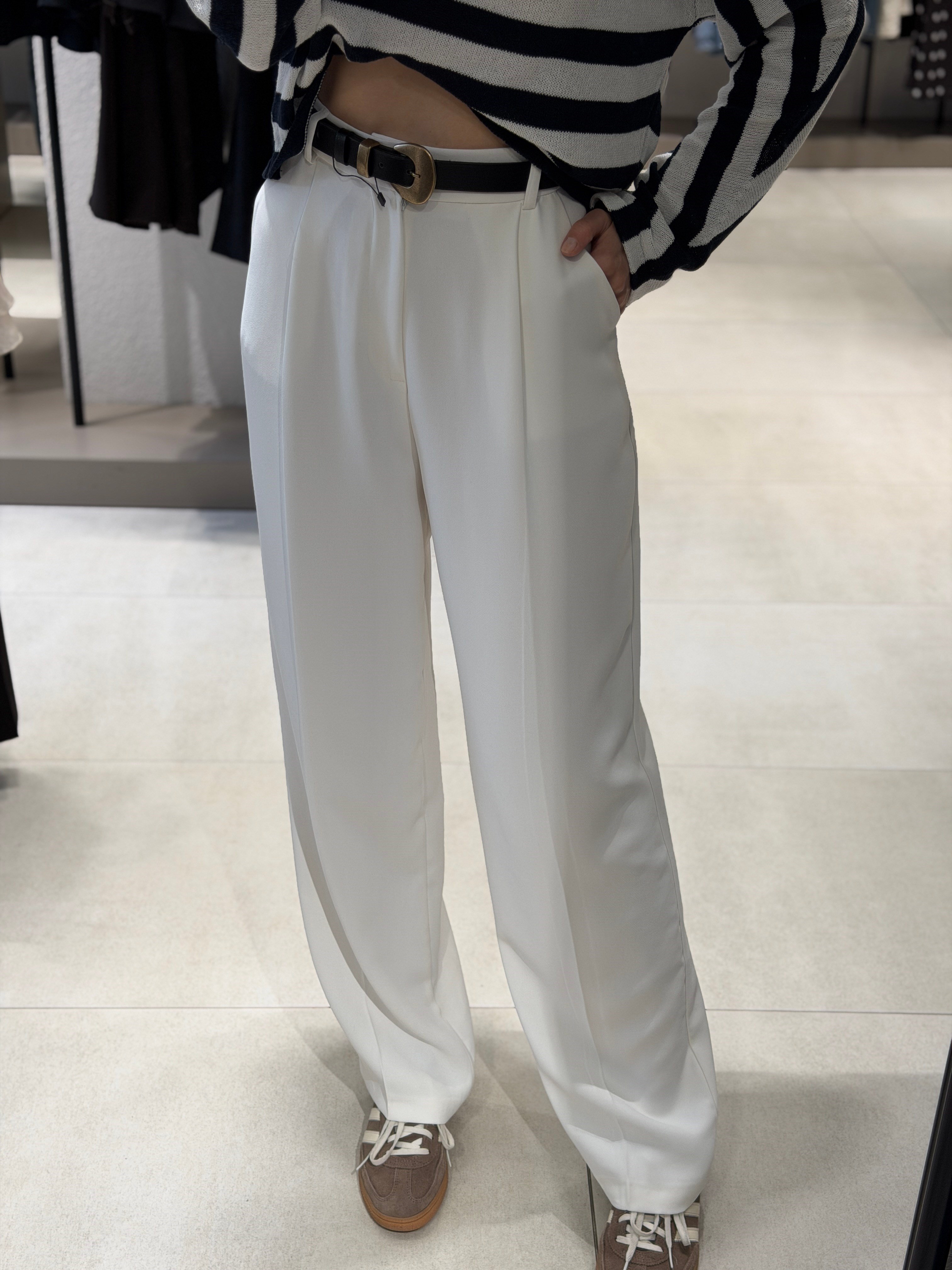 Premium Palazzo Pantolon BEYAZ