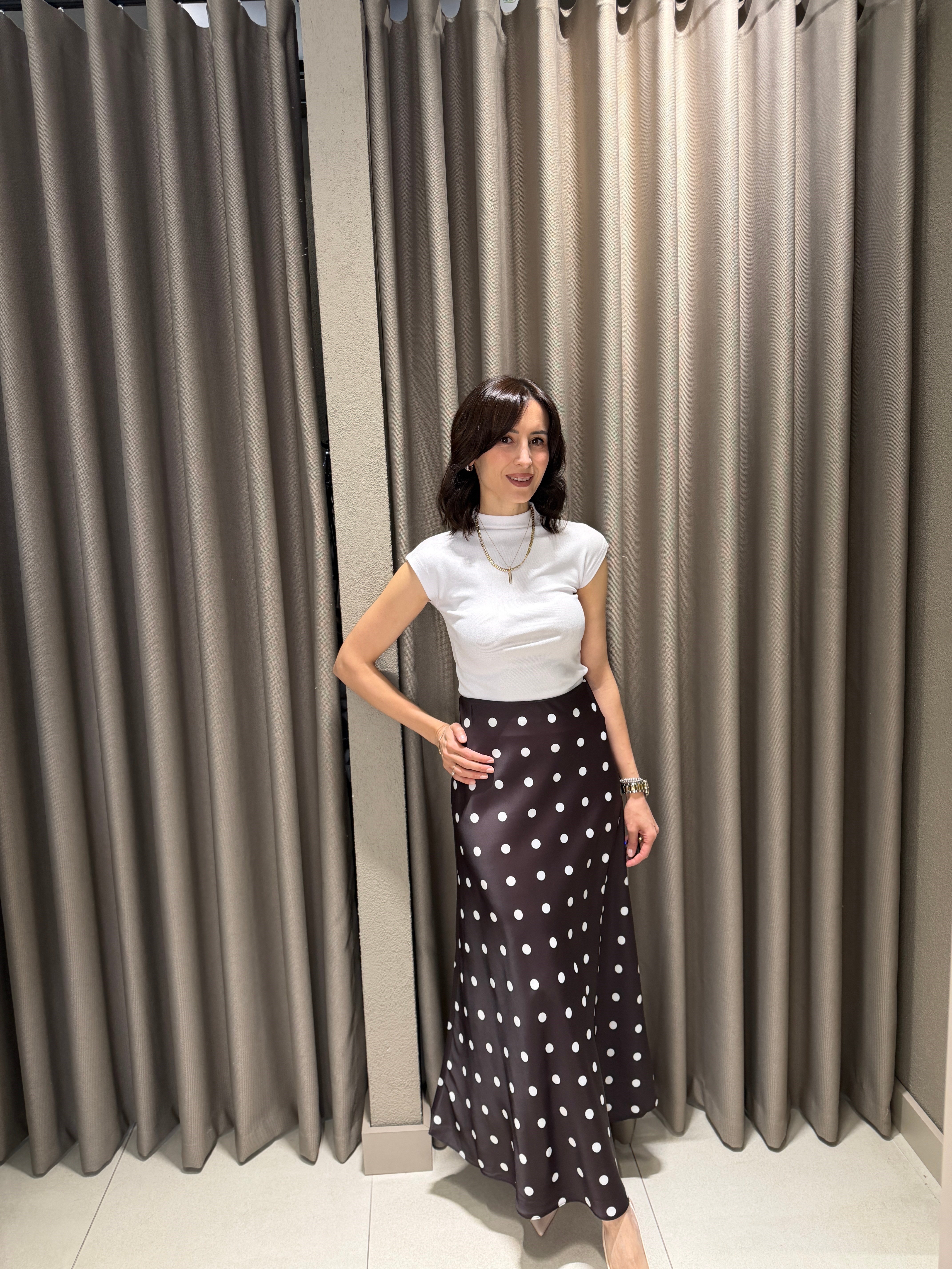 Puantiyeli Maxi Etek KAHVE