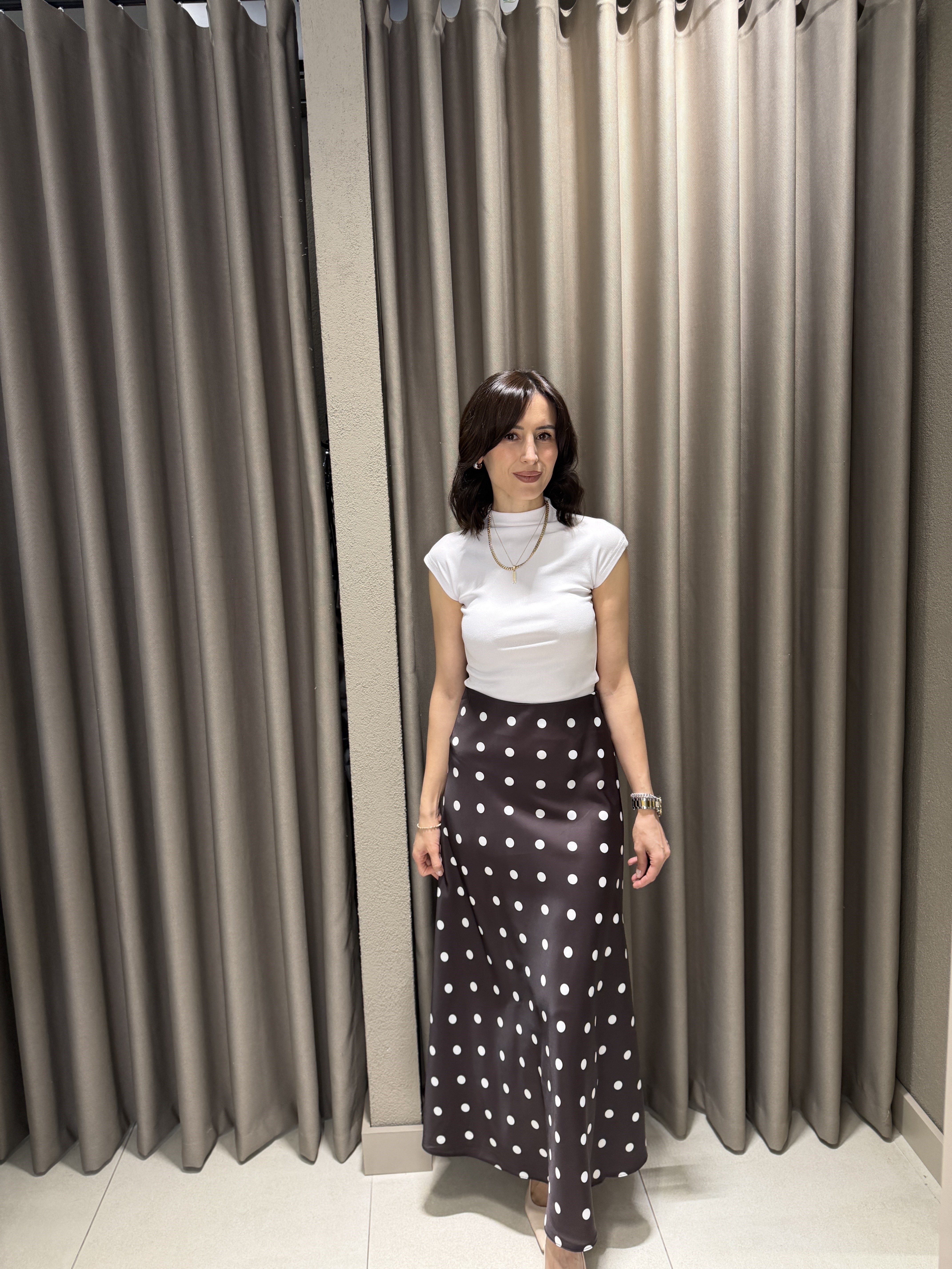 Puantiyeli Maxi Etek KAHVE