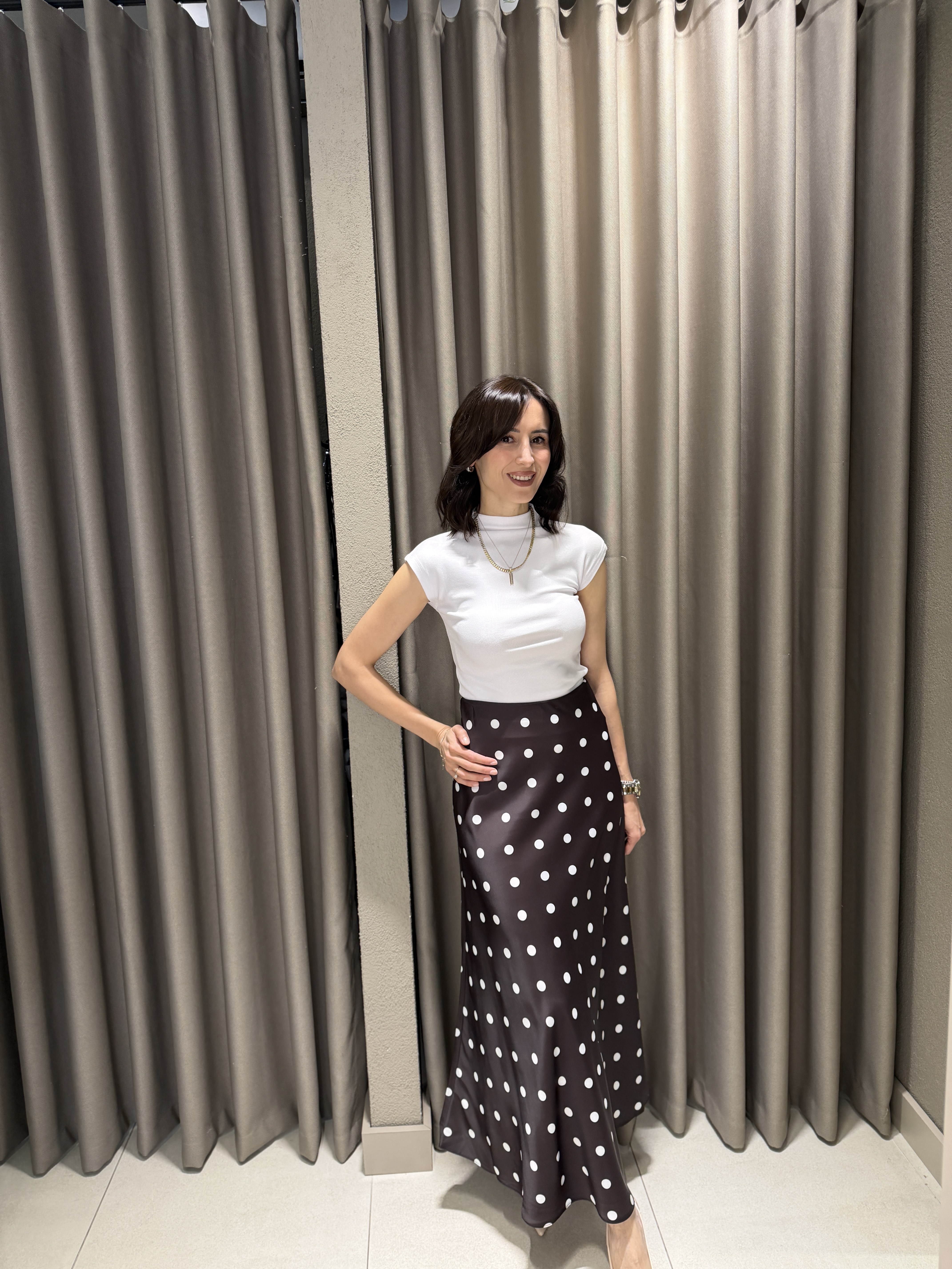 Puantiyeli Maxi Etek KAHVE