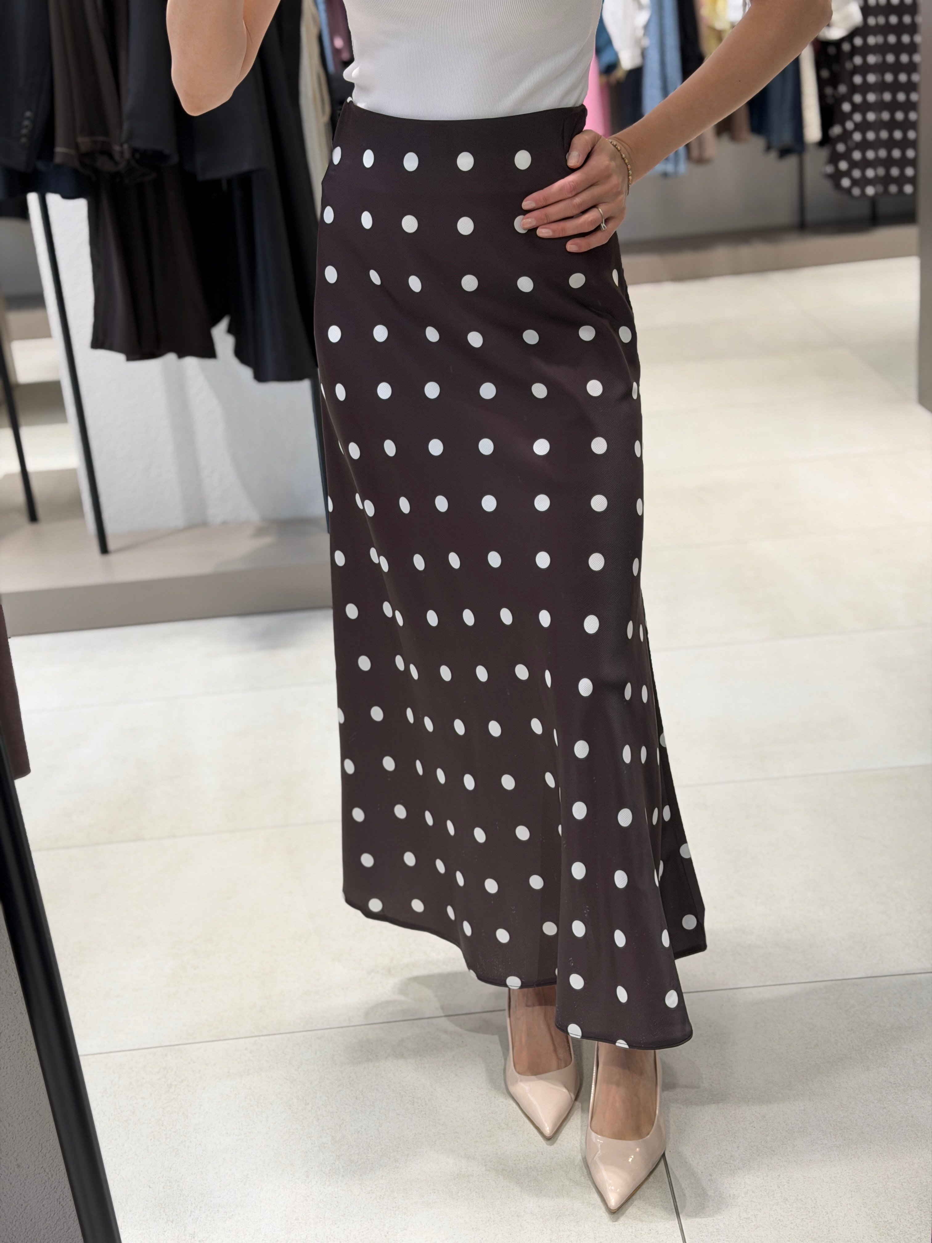 Puantiyeli Maxi Etek KAHVE