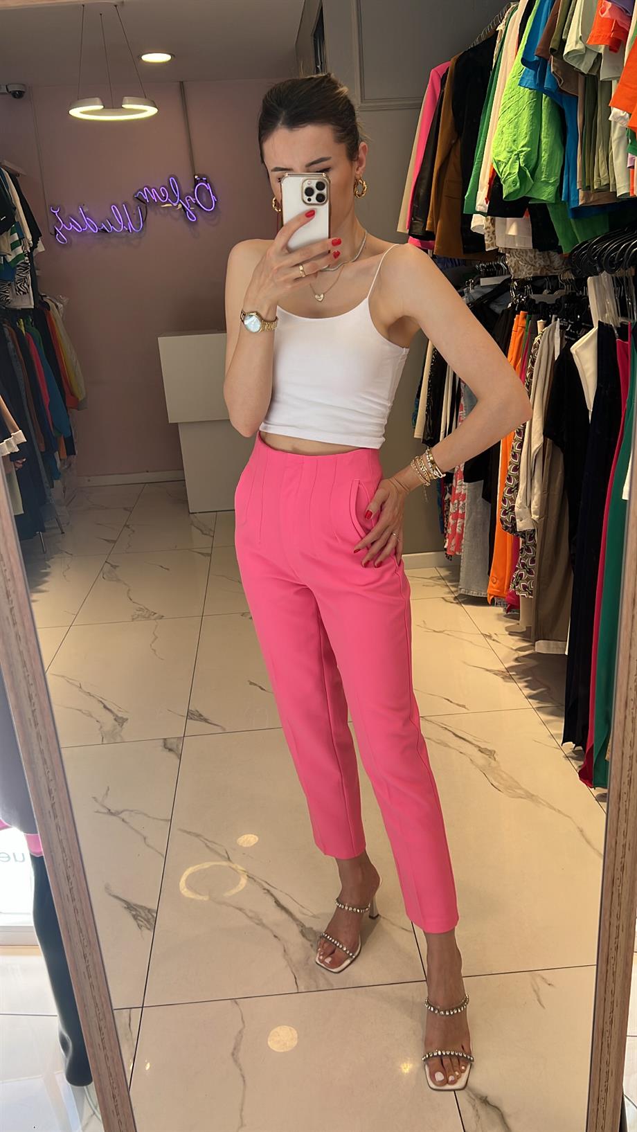 Quzu Yüksek Bel Kumaş Pantolon