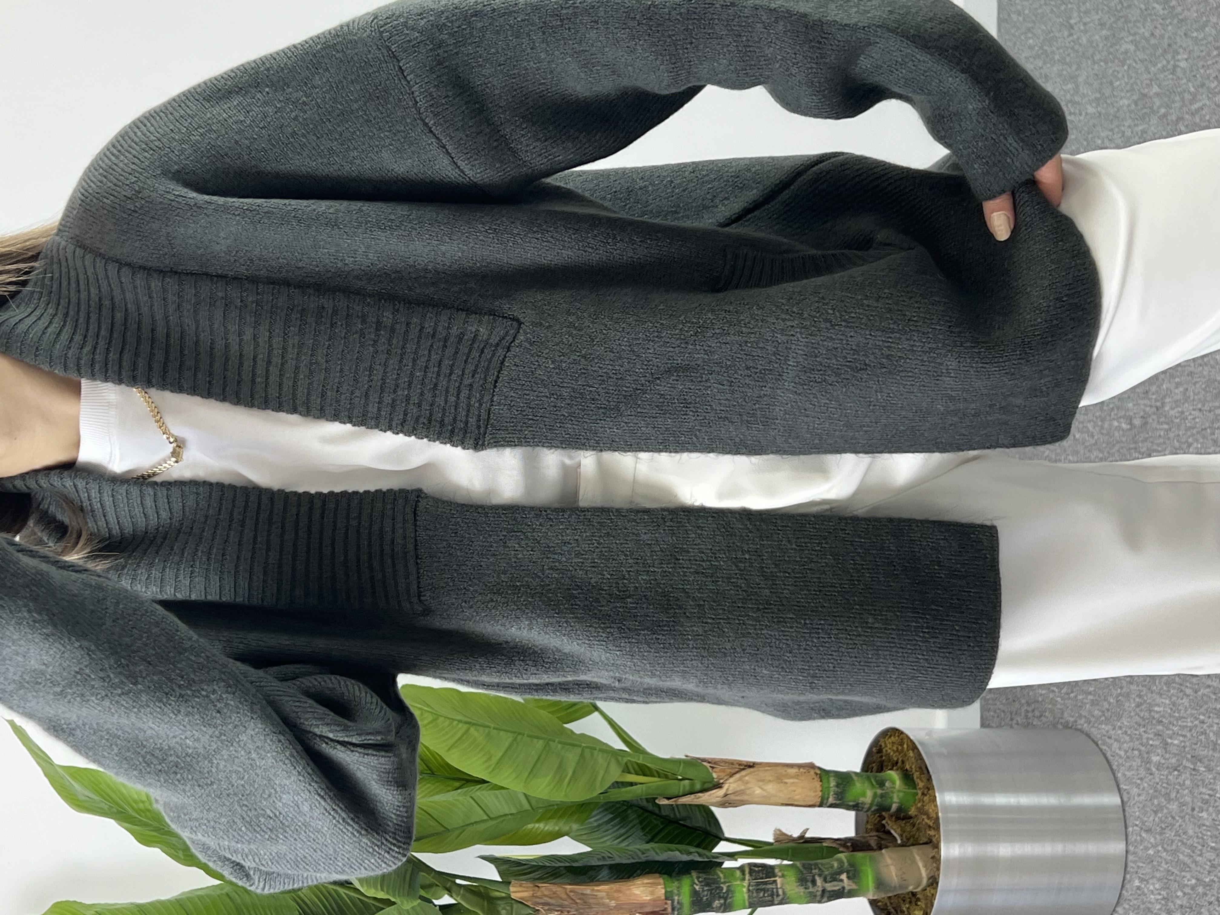 Şal yaka cep detay hırka