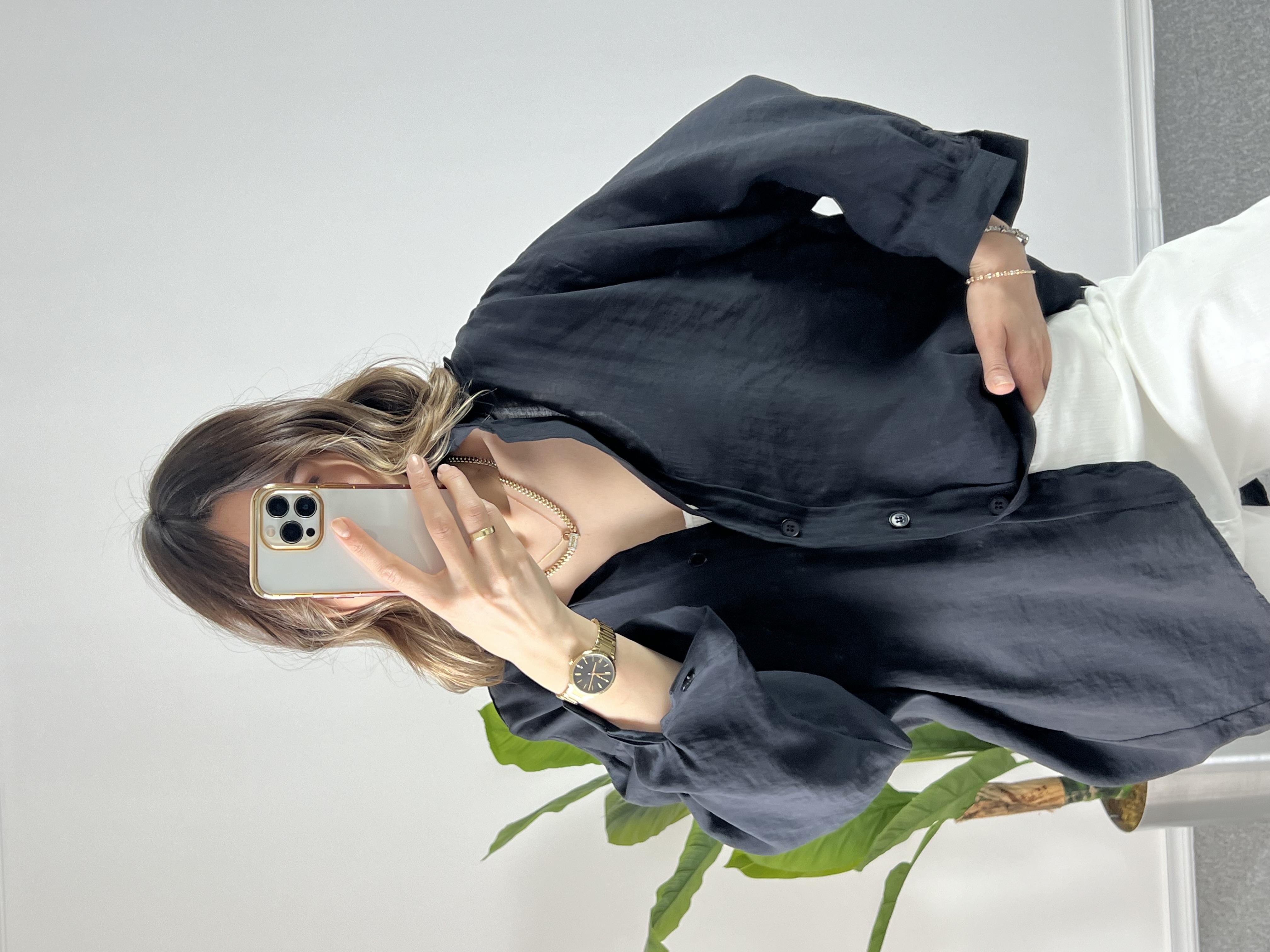 Siyah Düşük Omuz Tensel Gömlek