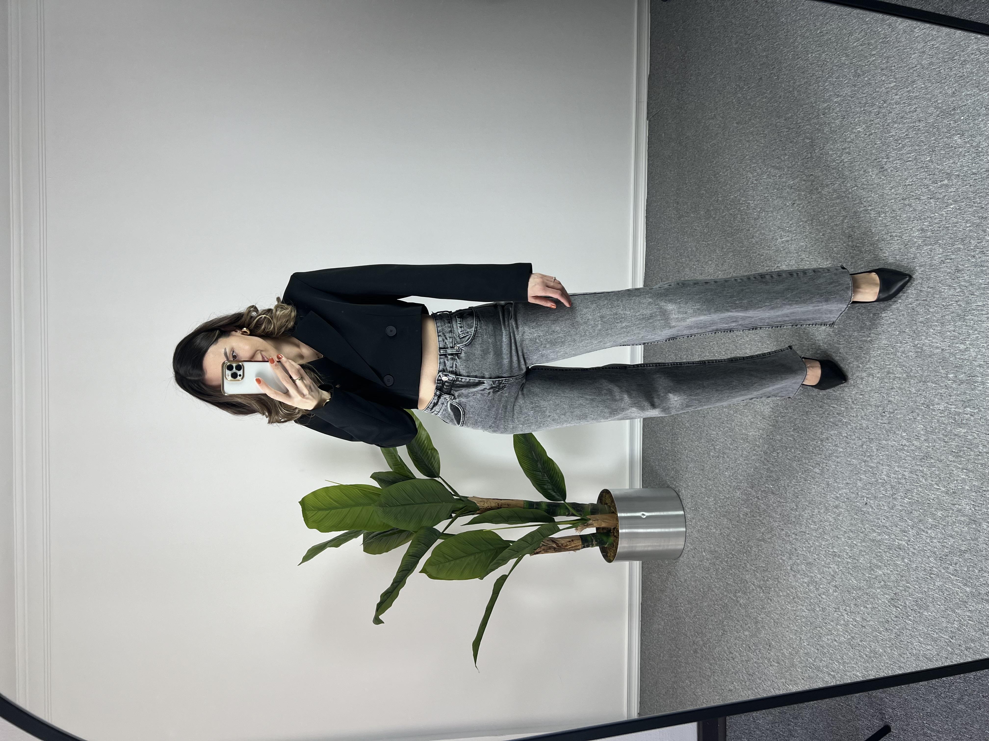 Siyah Kısa Blazer Ceket