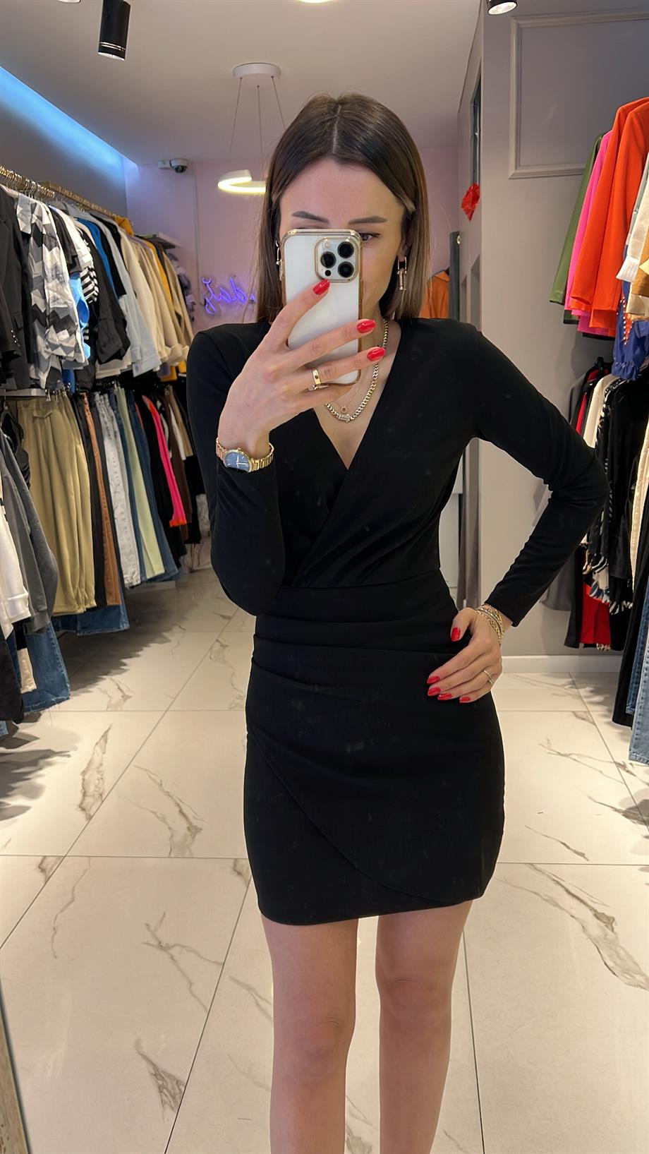 Siyah Mini Elbise 