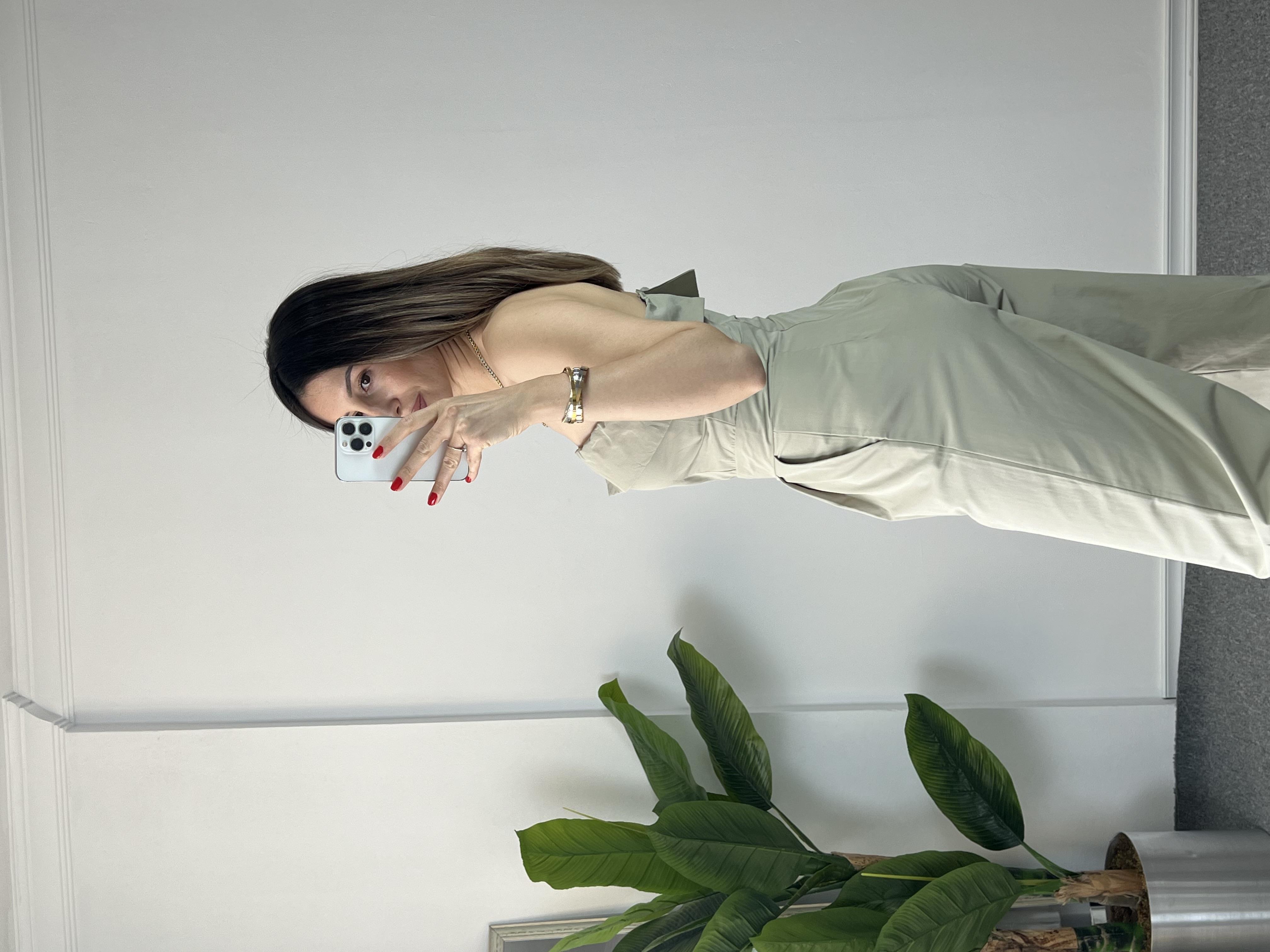 Straplez Çağla Yeşil Tulum 