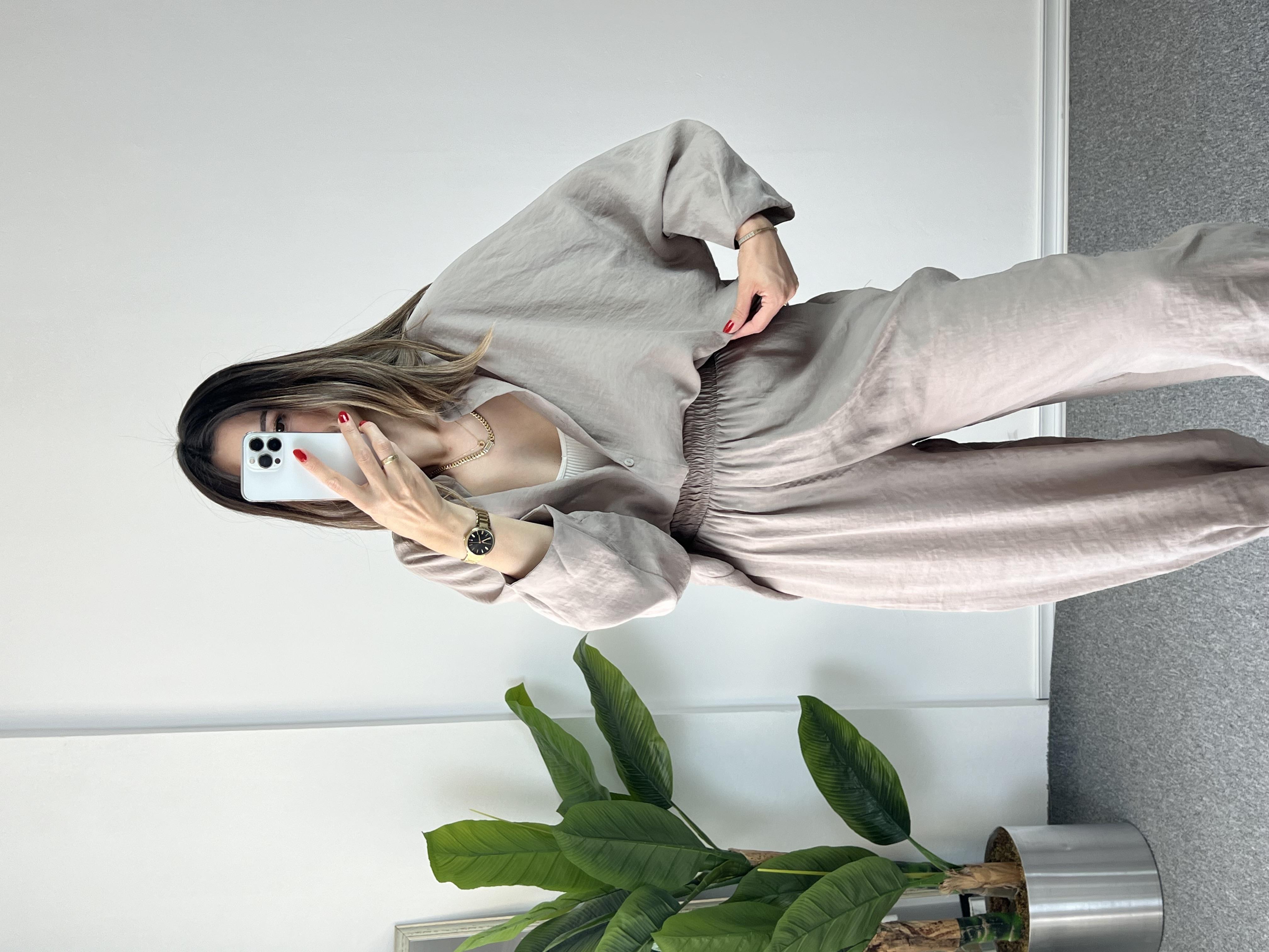 Tensel Gömlekli Vizon Takım